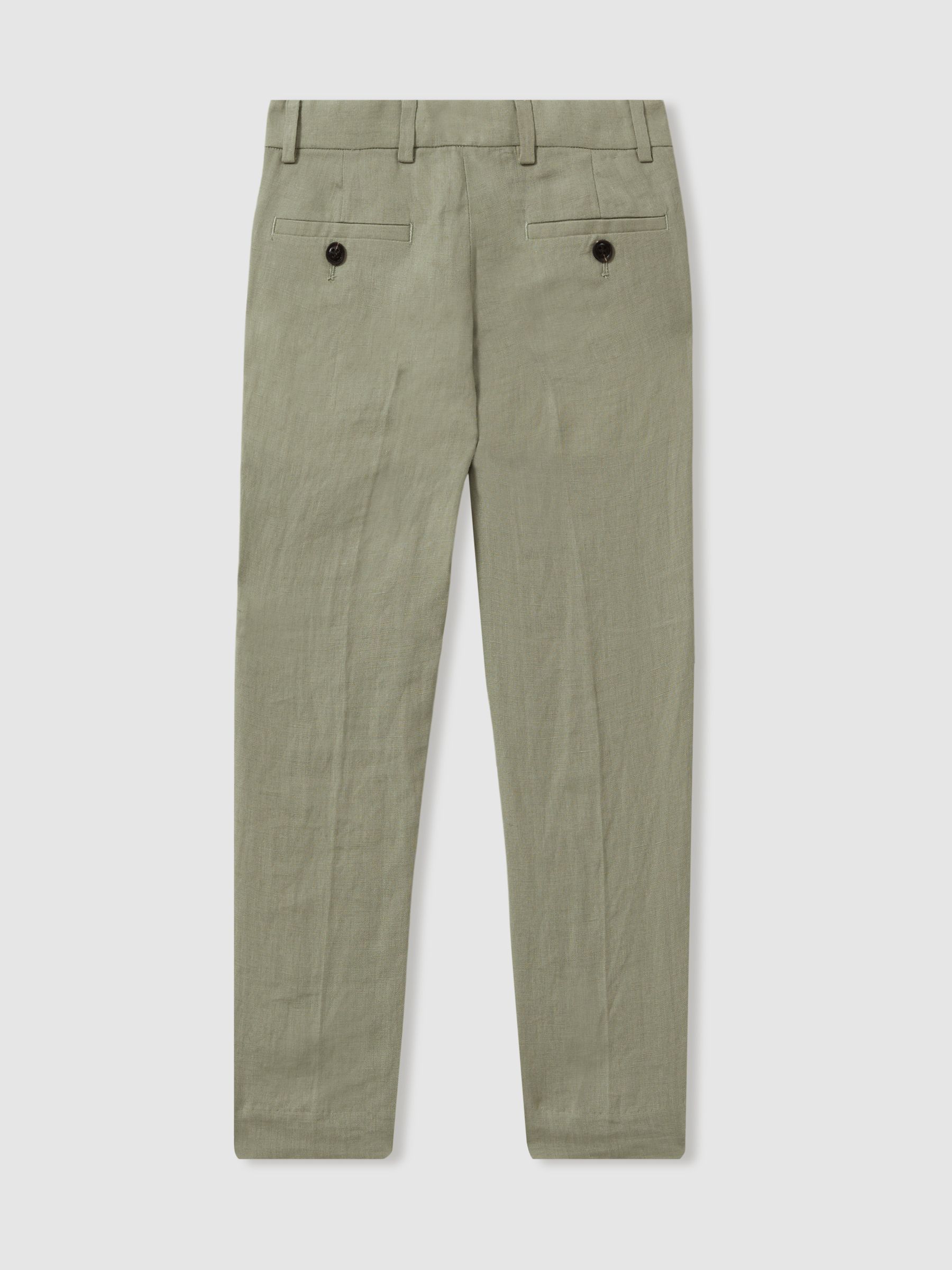Junior Slim Fit Linen Adjustable Trousers in Apple - Image 2 of 3