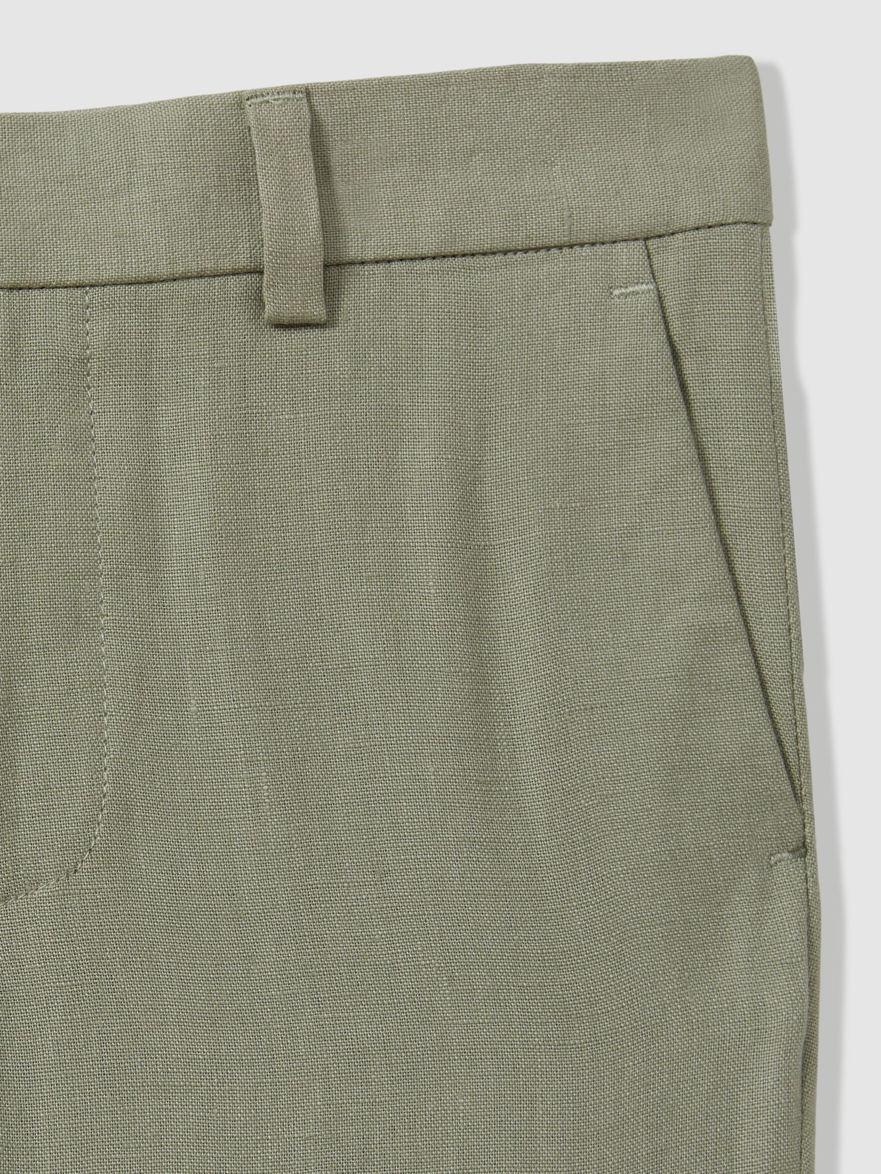 Junior Slim Fit Linen Adjustable Trousers in Apple - Image 3 of 3