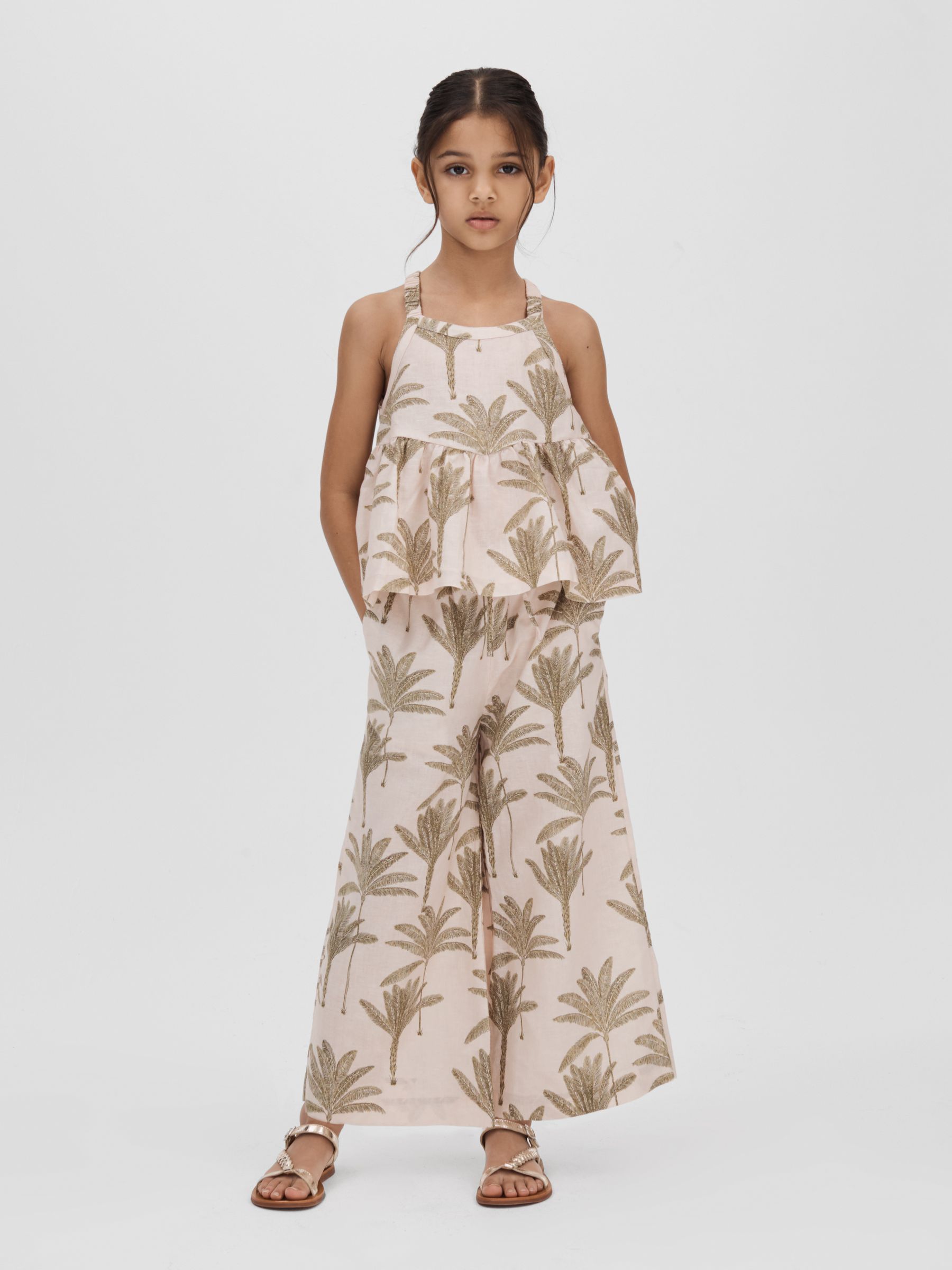 4-9 yrs Linen-Cotton Peplum Top in Neutral - Image 1 of 4