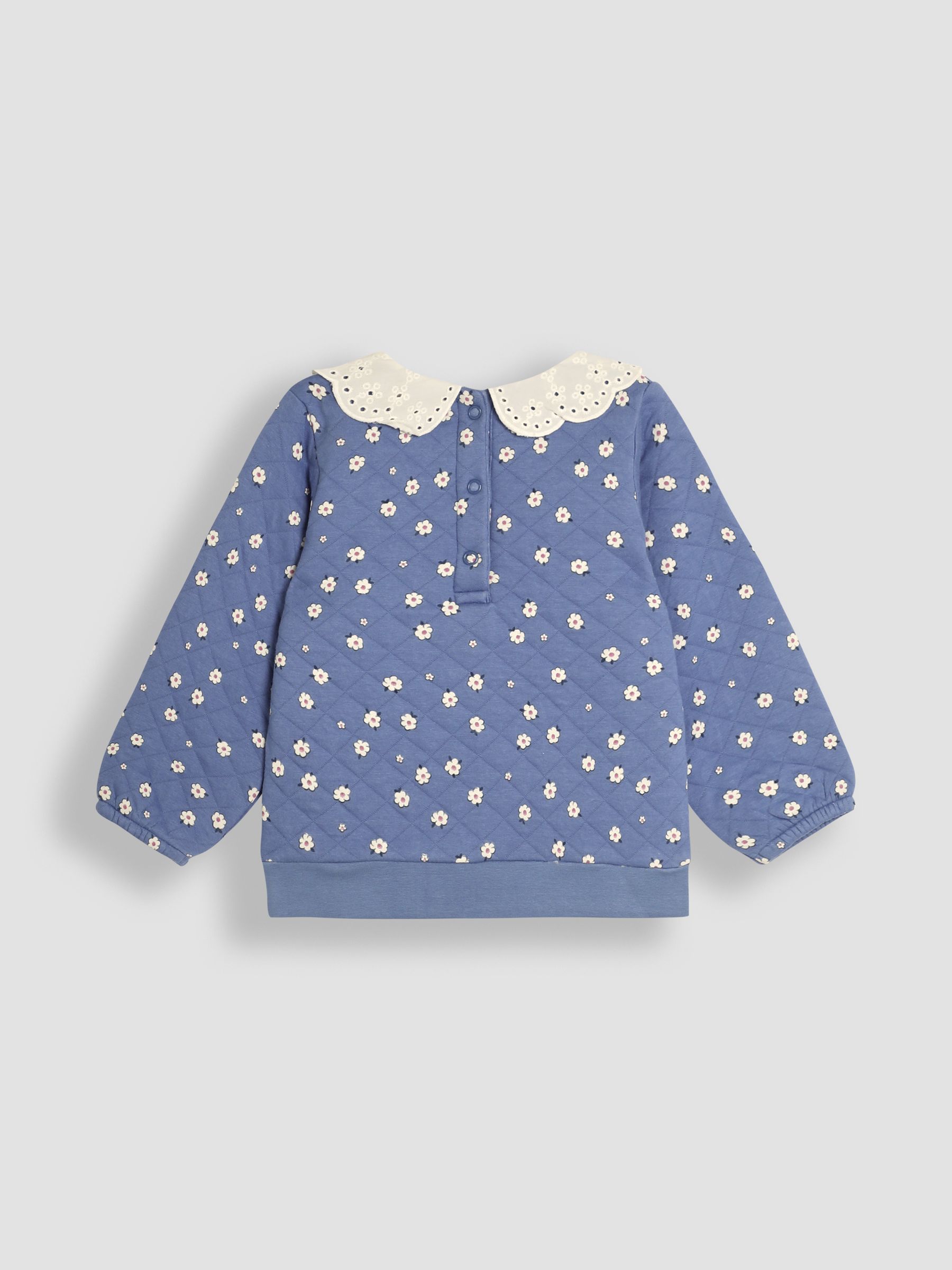 Cornflower Daisy Floral Broderie Collar Quilted Sweatshirt - Image 2 of 3
