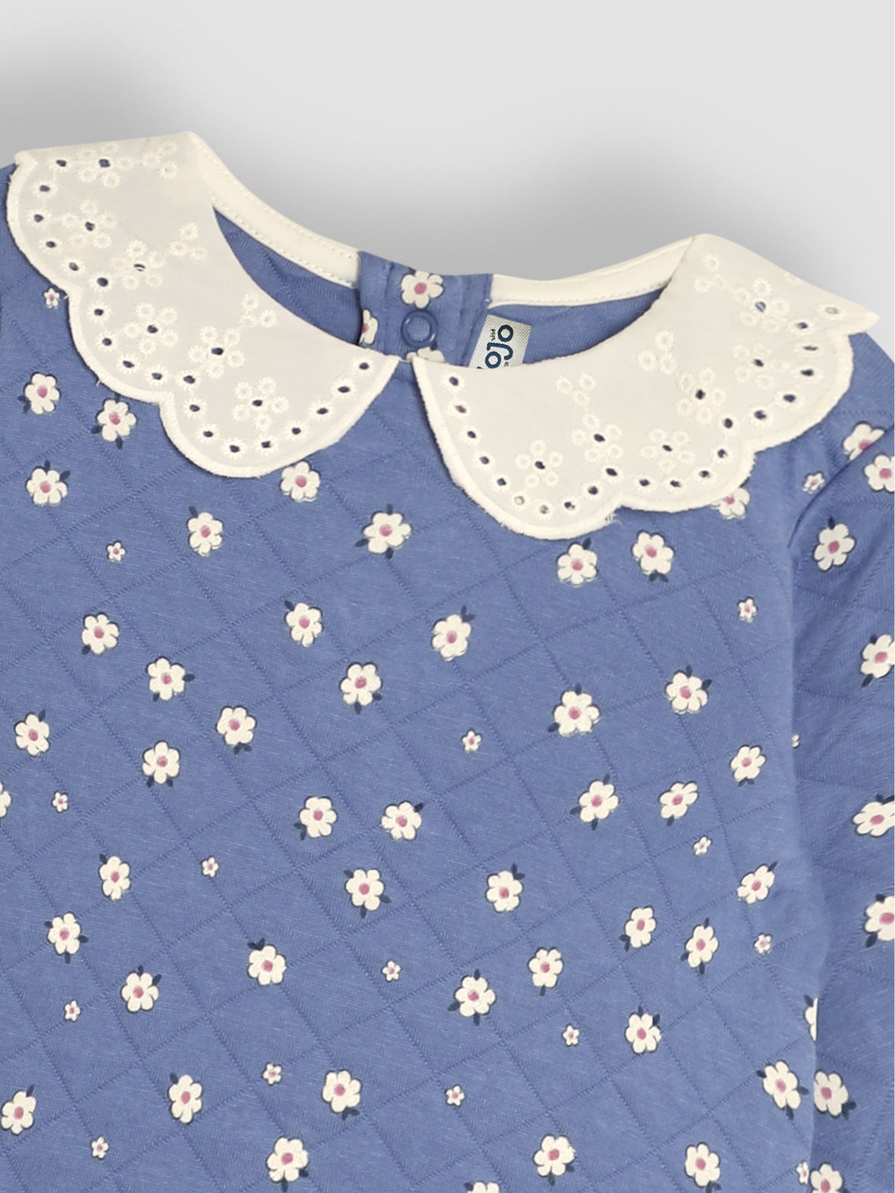 Cornflower Daisy Floral Broderie Collar Quilted Sweatshirt - Image 3 of 3