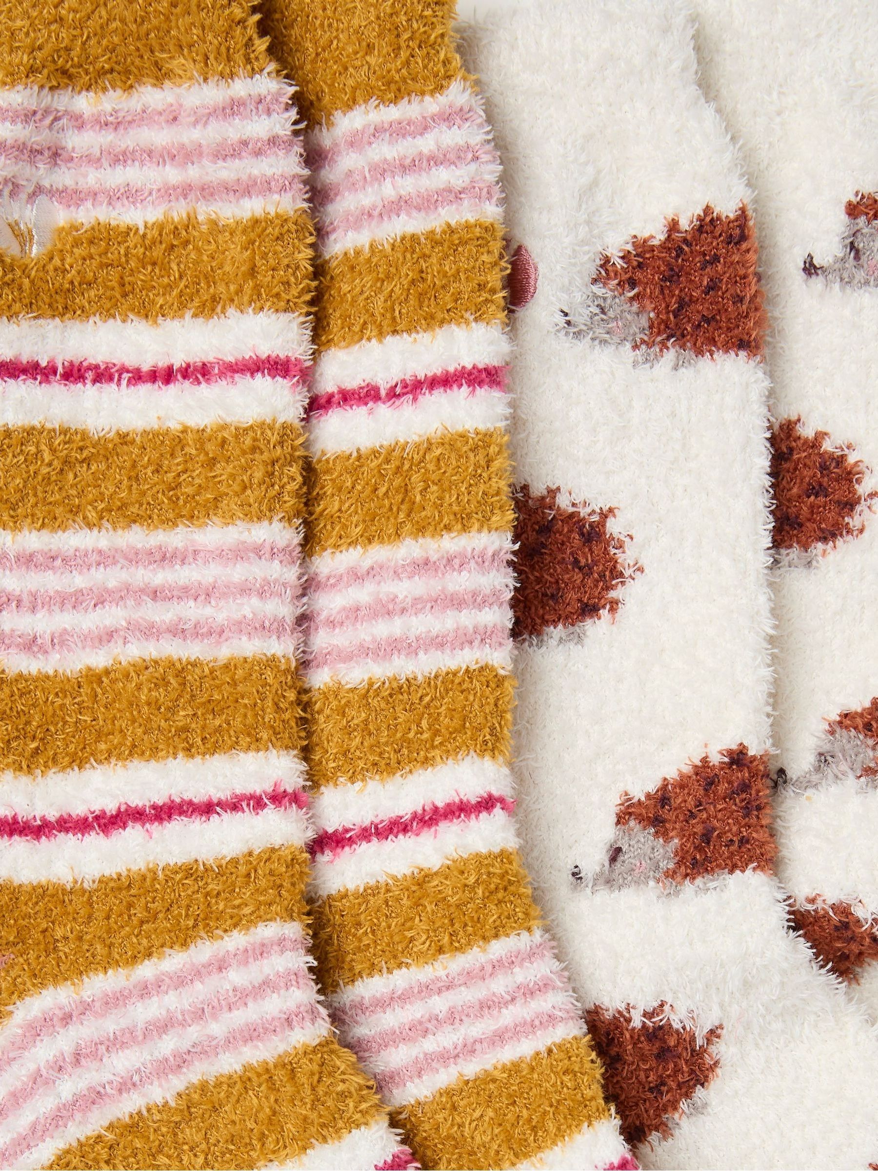 Cream Cosy Hedgehog Socks 2 Pairs - Image 2 of 2