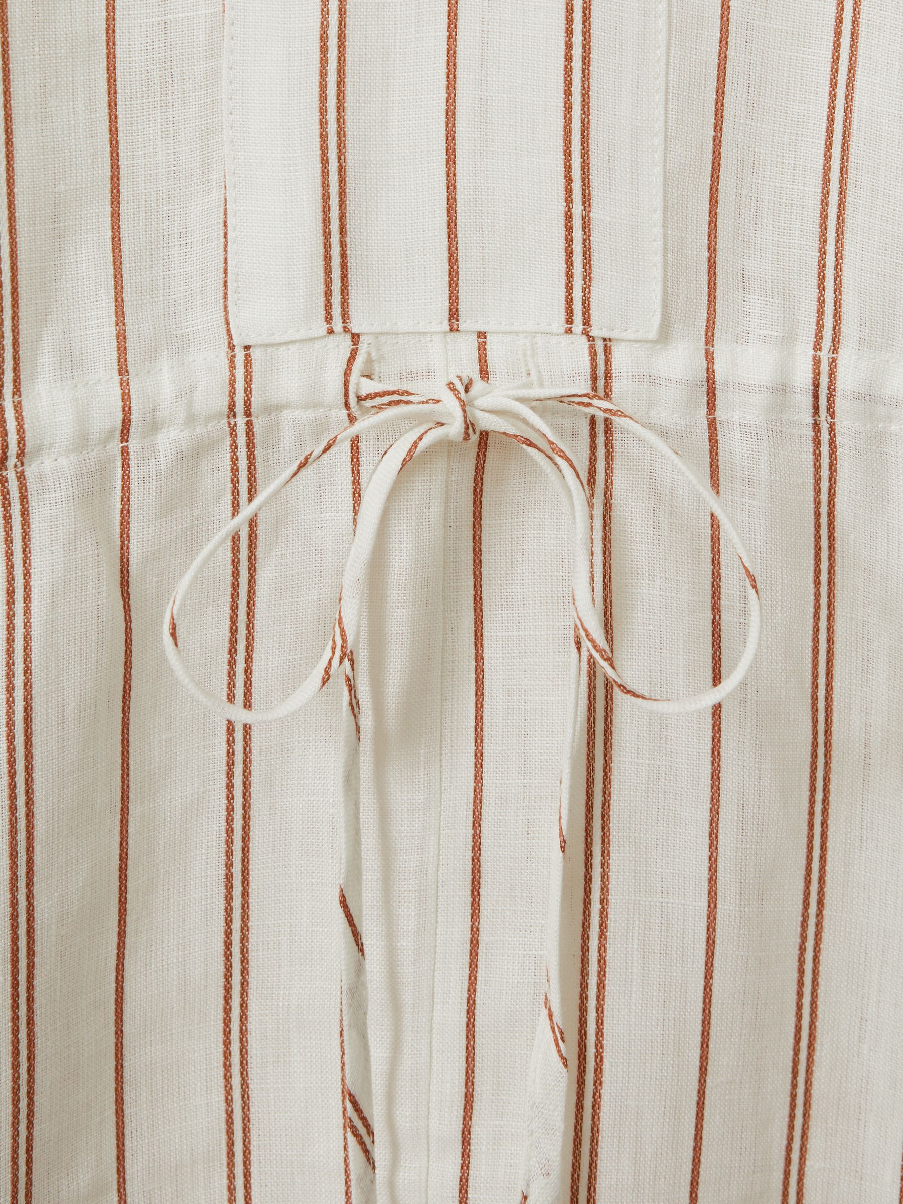 Linen-Cotton Striped Kaftan in Cream/Brown - Image 4 of 4