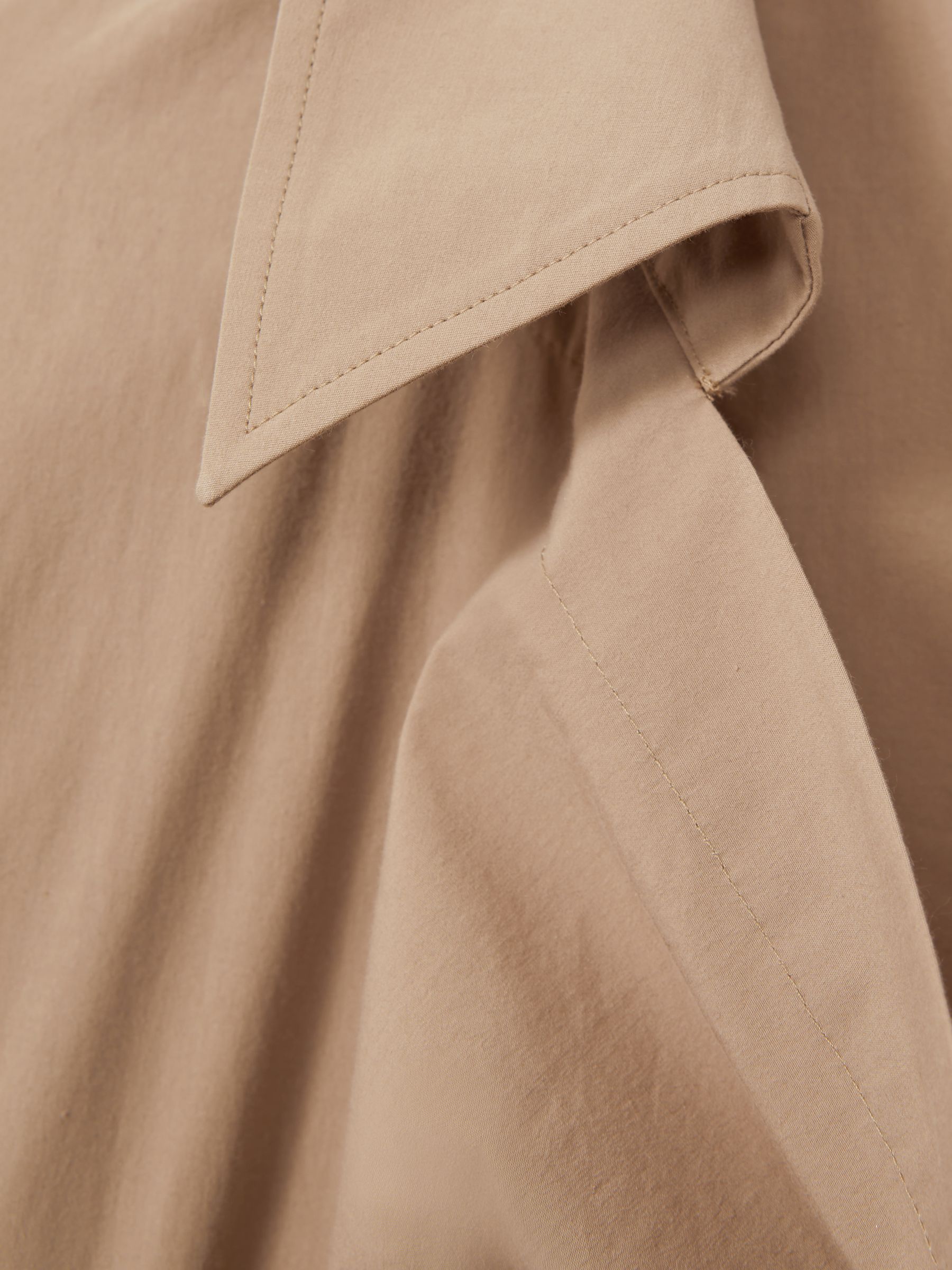 Cotton Blend Collared Cowl Neck Mini Dress in Stone - Image 5 of 5
