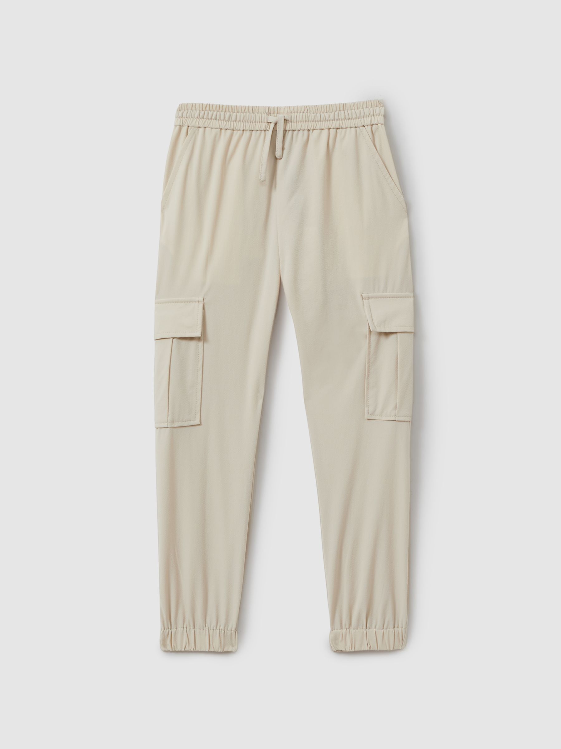 9-14 yrs Technical Drawstring Cuffed Cargo Trousers in Stone - Image 2 of 4