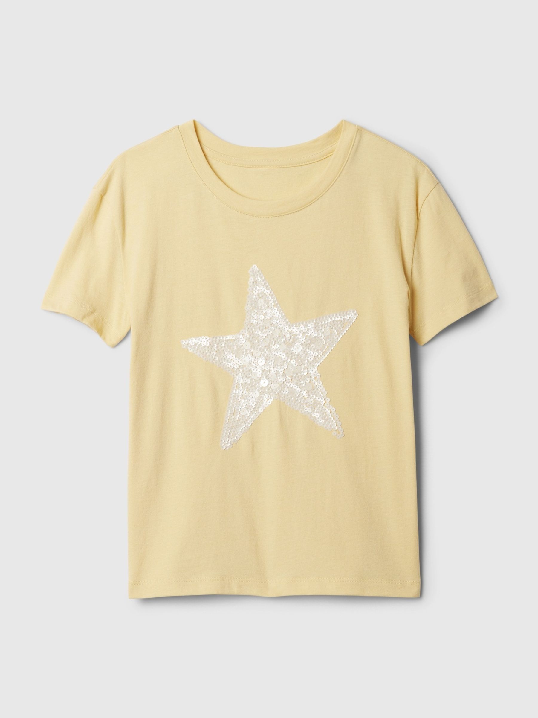 Yellow Star Sequin Graphic Short Sleeve Crew Neck T-Shirt (4-13yrs) - Image 4 of 4