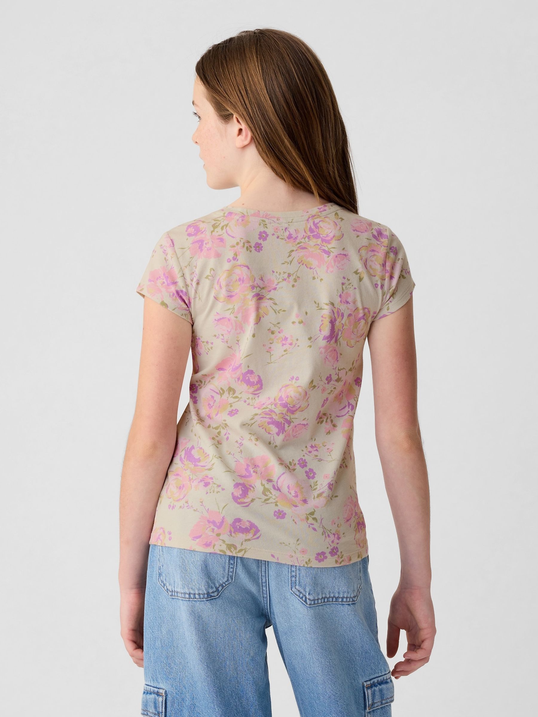 Beige/Pink Graphic Logo Short Sleeve Crew Neck T-Shirt (4-13yrs) - Image 2 of 4