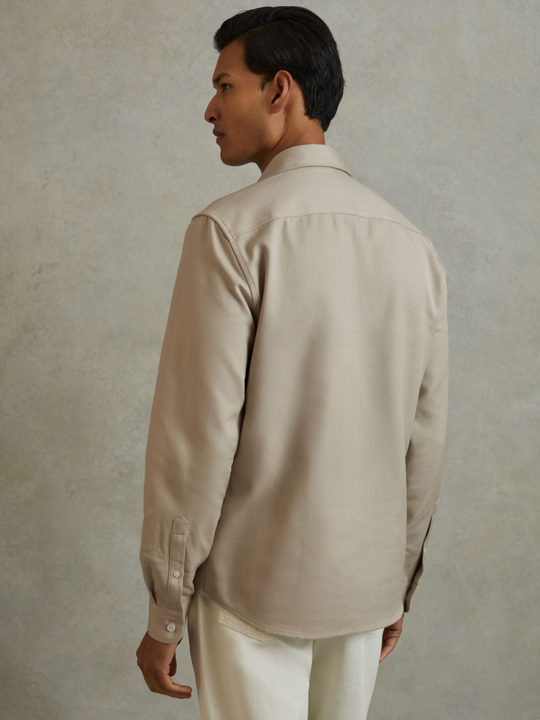 Cotton Canvas Overshirt in Stone - Image 4 of 5