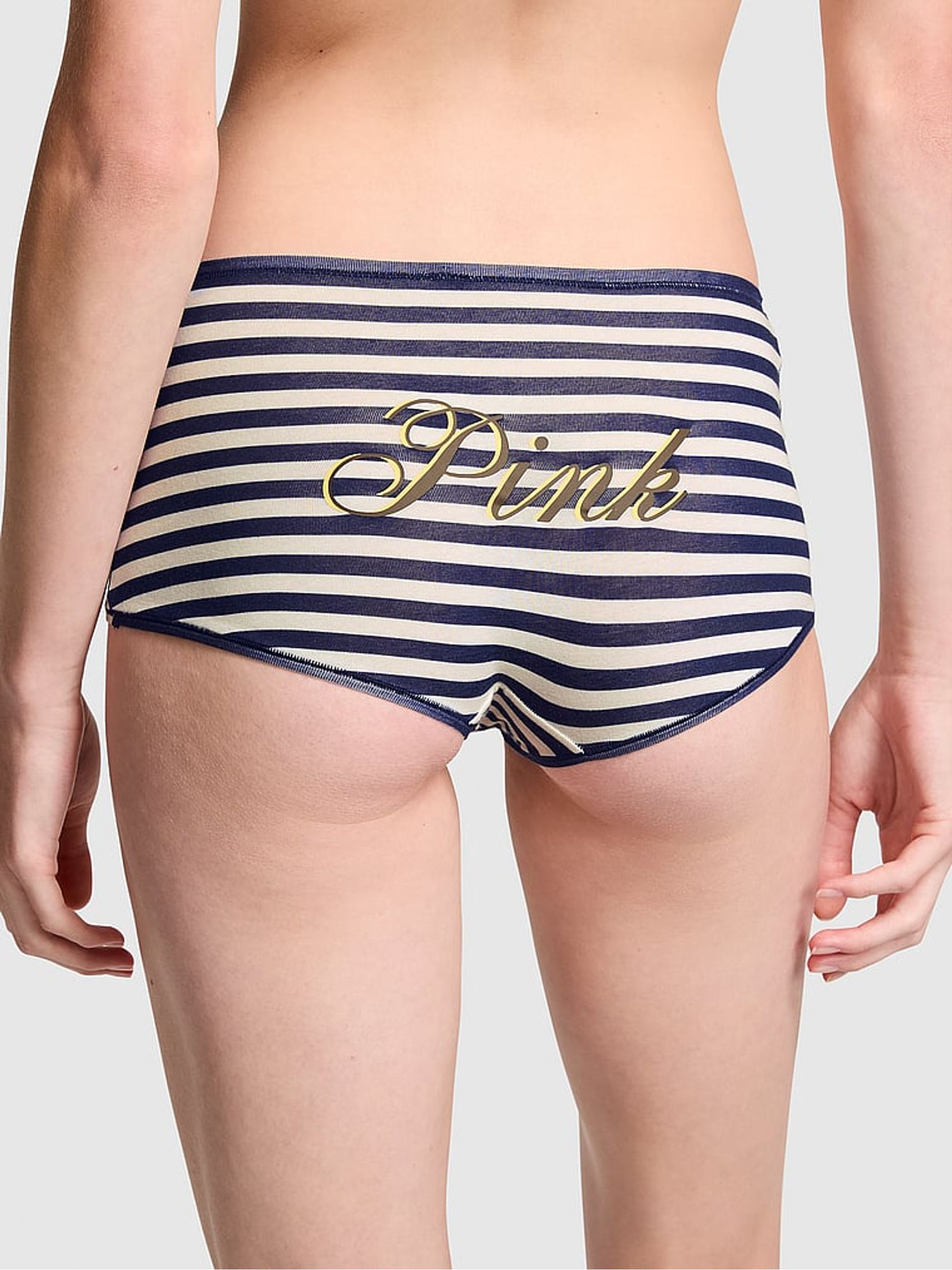 Navy Blue Stripe Cotton Boyshort Knickers - Image 2 of 3