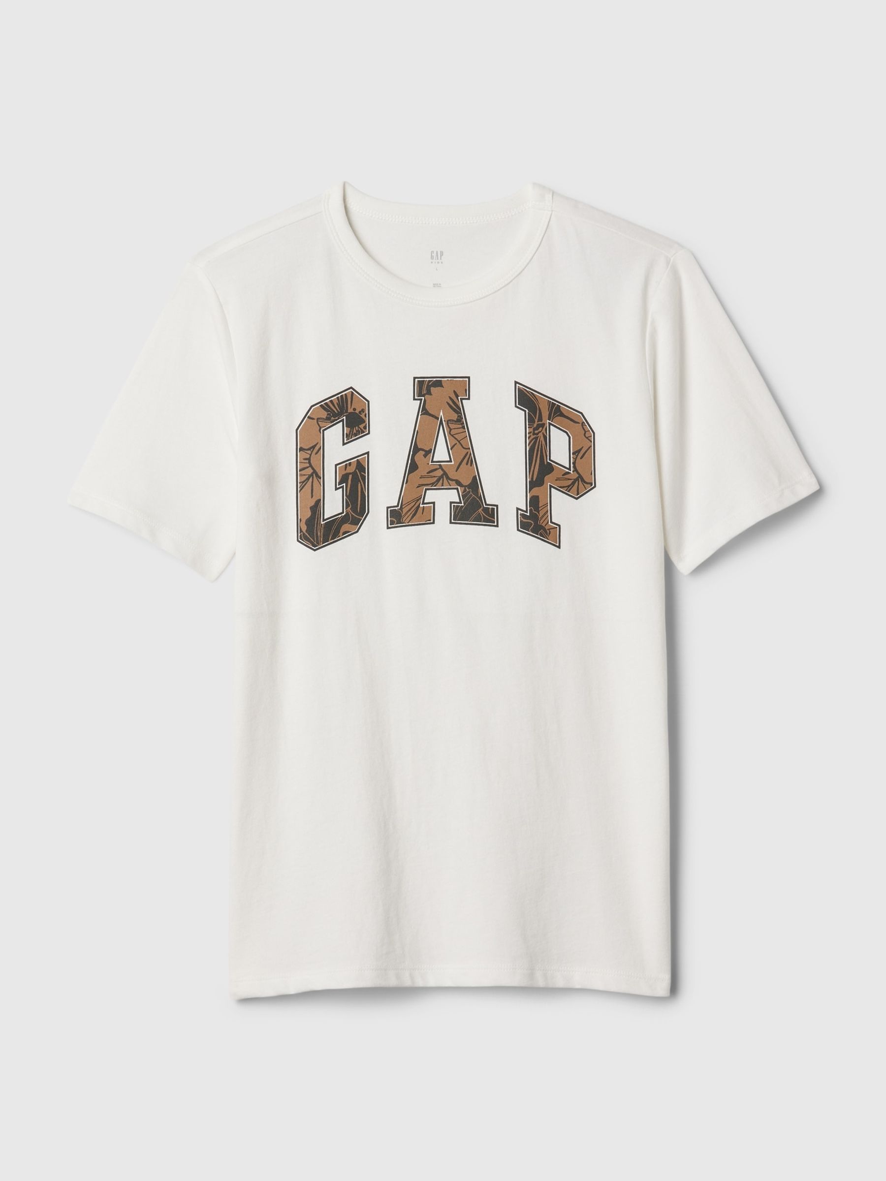 White/Brown Crew Neck Logo Short Sleeve T-Shirt - Image 1 of 1