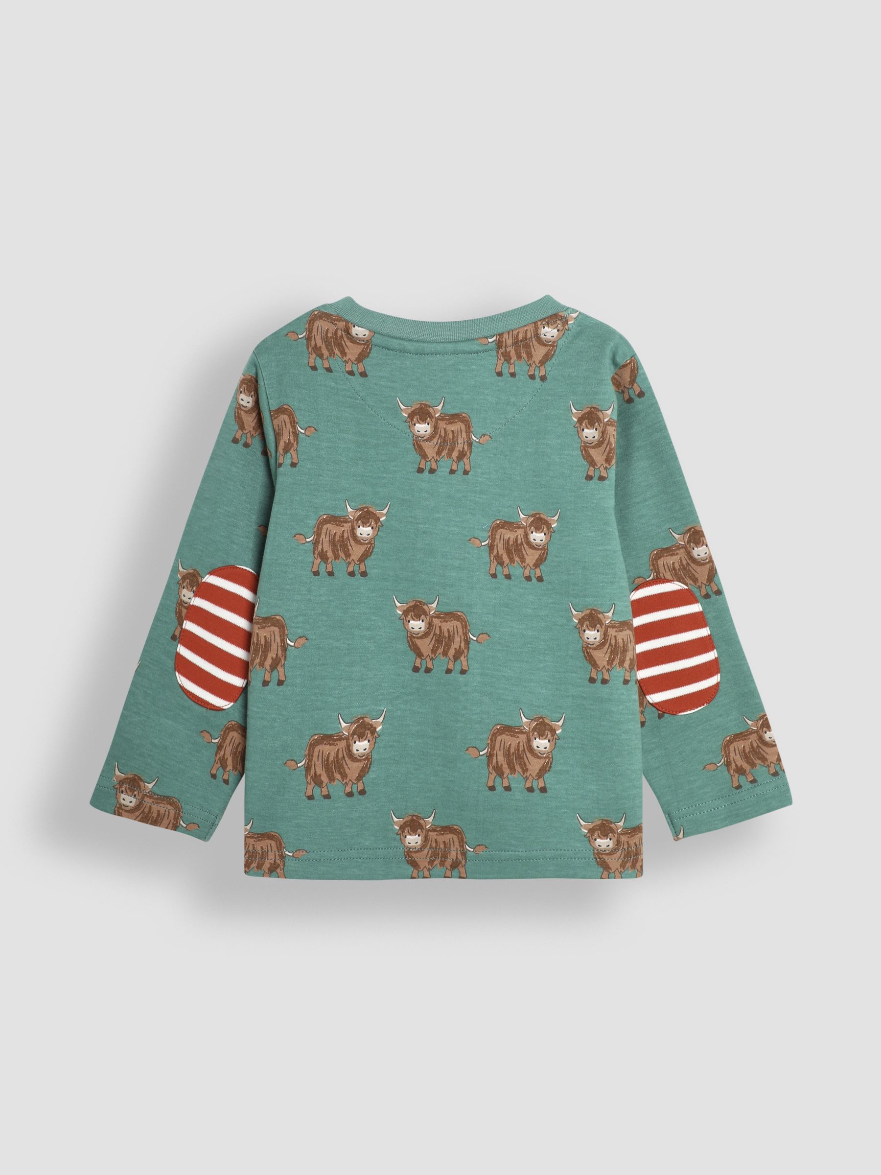 Green Highland Cow Print & Stripe Long Sleeve 2-Pack Tops - Image 3 of 5