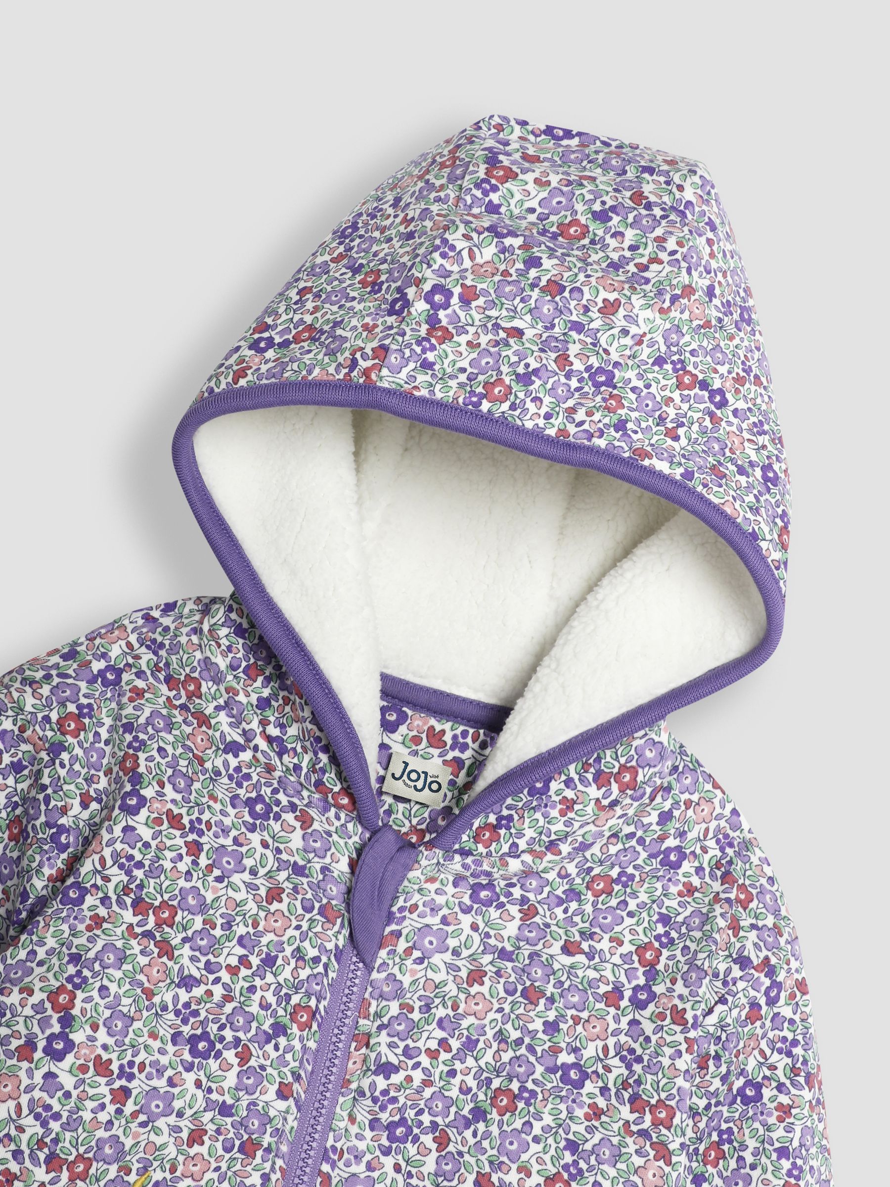 Lilac Purple Unicorn Floral Cotton Appliqué Cosy Hoodie - Image 3 of 4