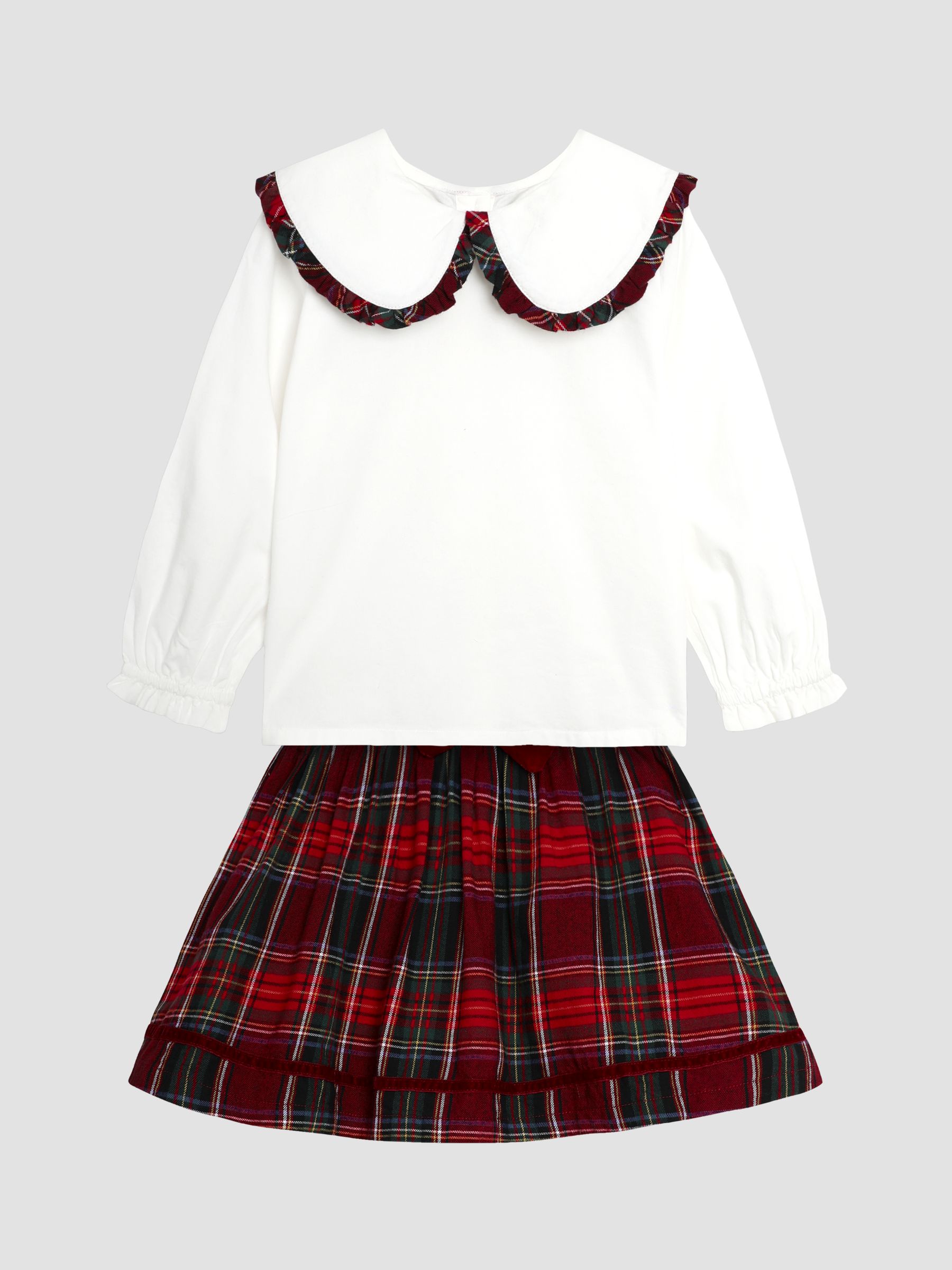 Red Christmas Tartan Blouse and Skirt Set - Image 3 of 6