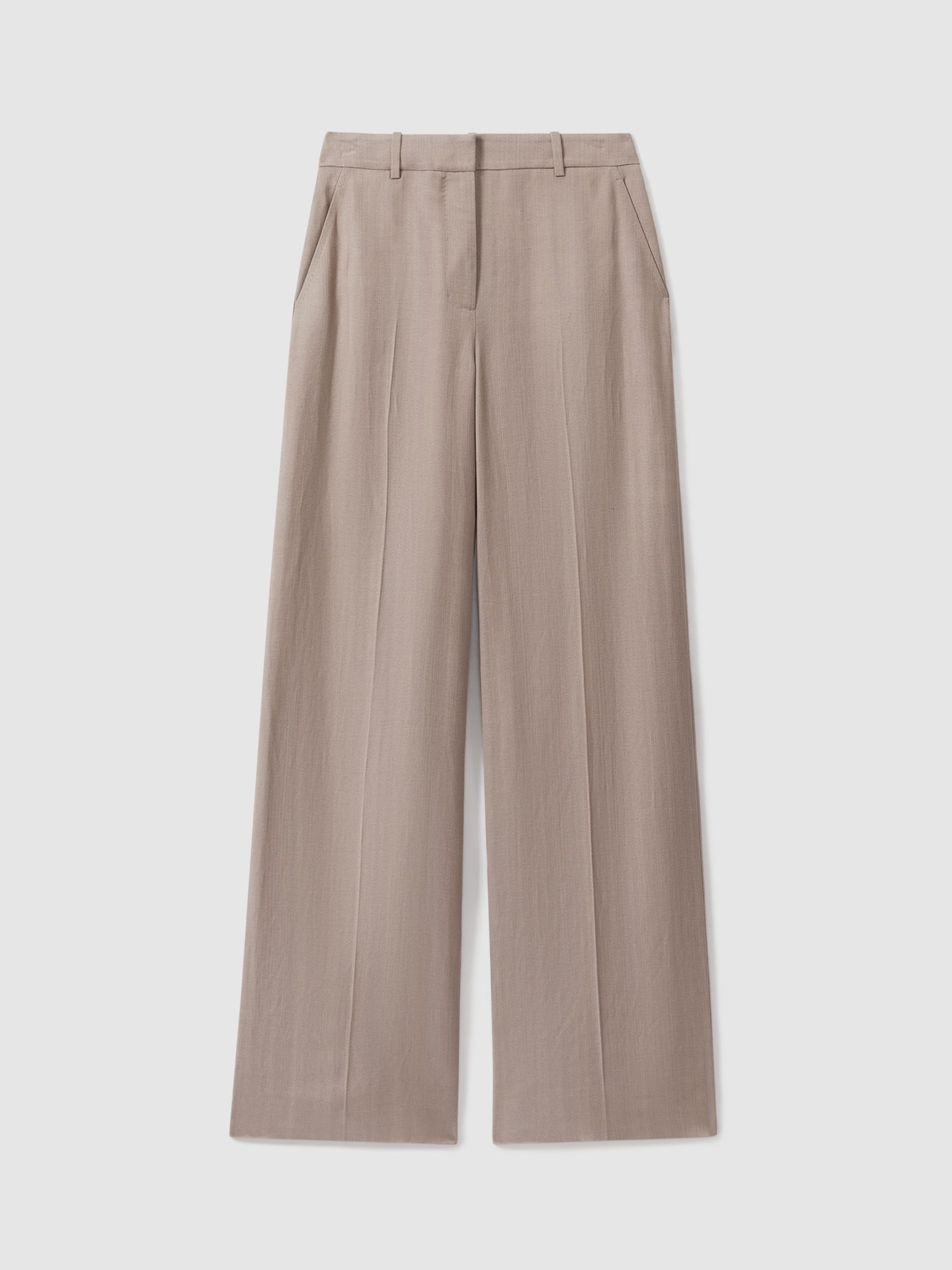 Atelier Tailored Wide Leg Suit Trousers With Linen in Pink - Image 2 of 5
