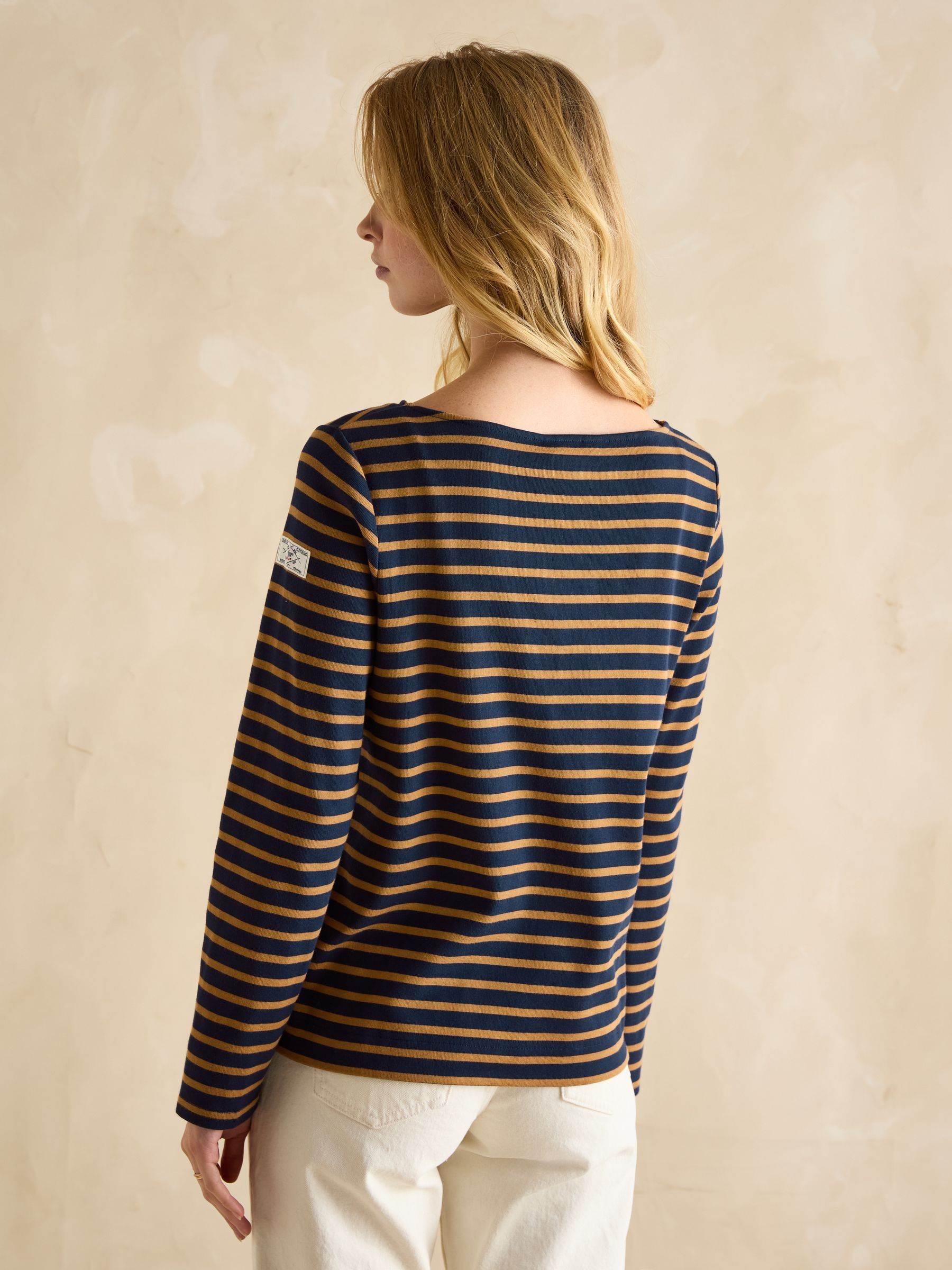 Harbour Navy & Tan Boat Neck 100% Cotton Breton Top - Image 2 of 6