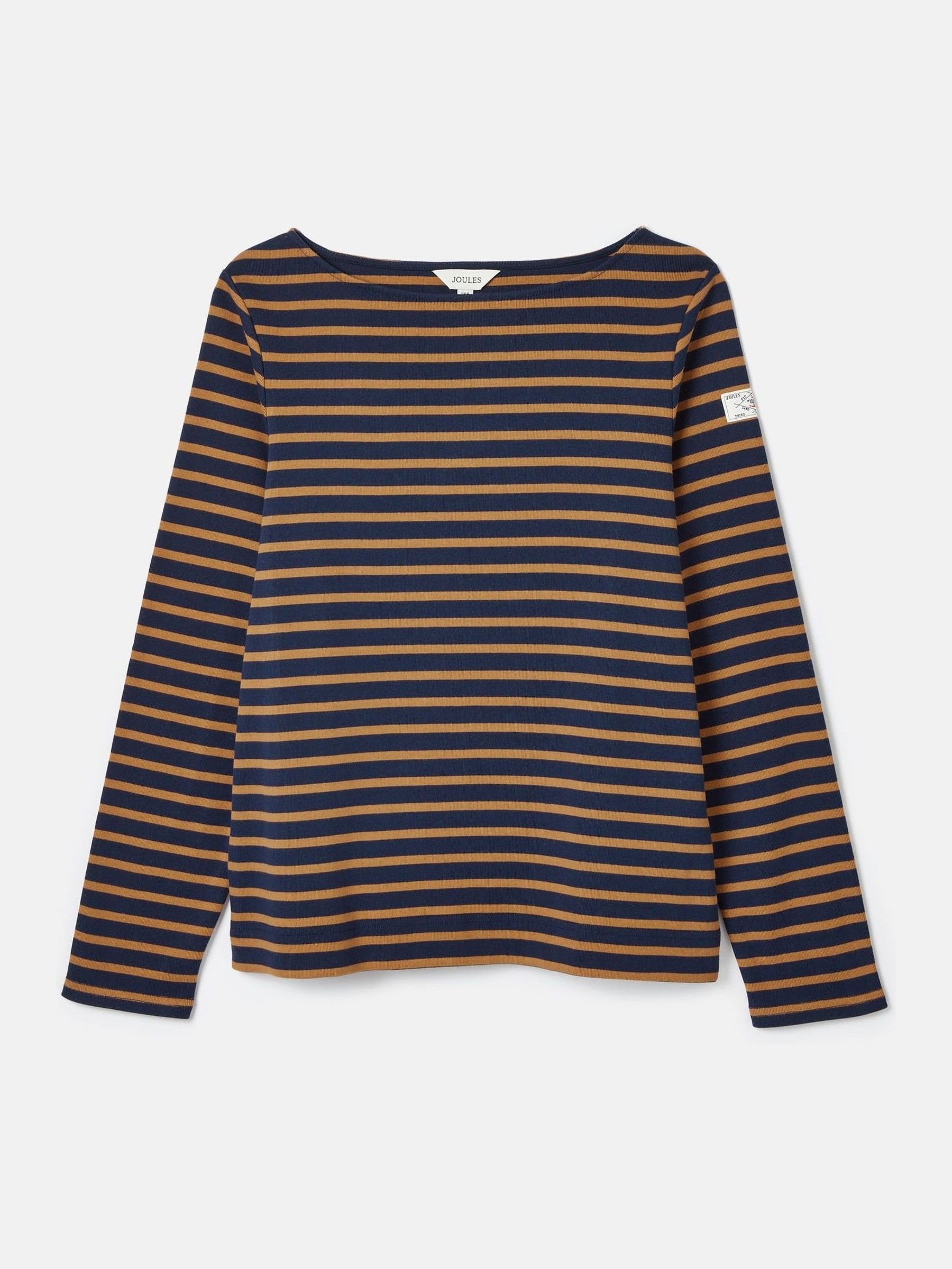Harbour Navy & Tan Boat Neck 100% Cotton Breton Top - Image 6 of 6