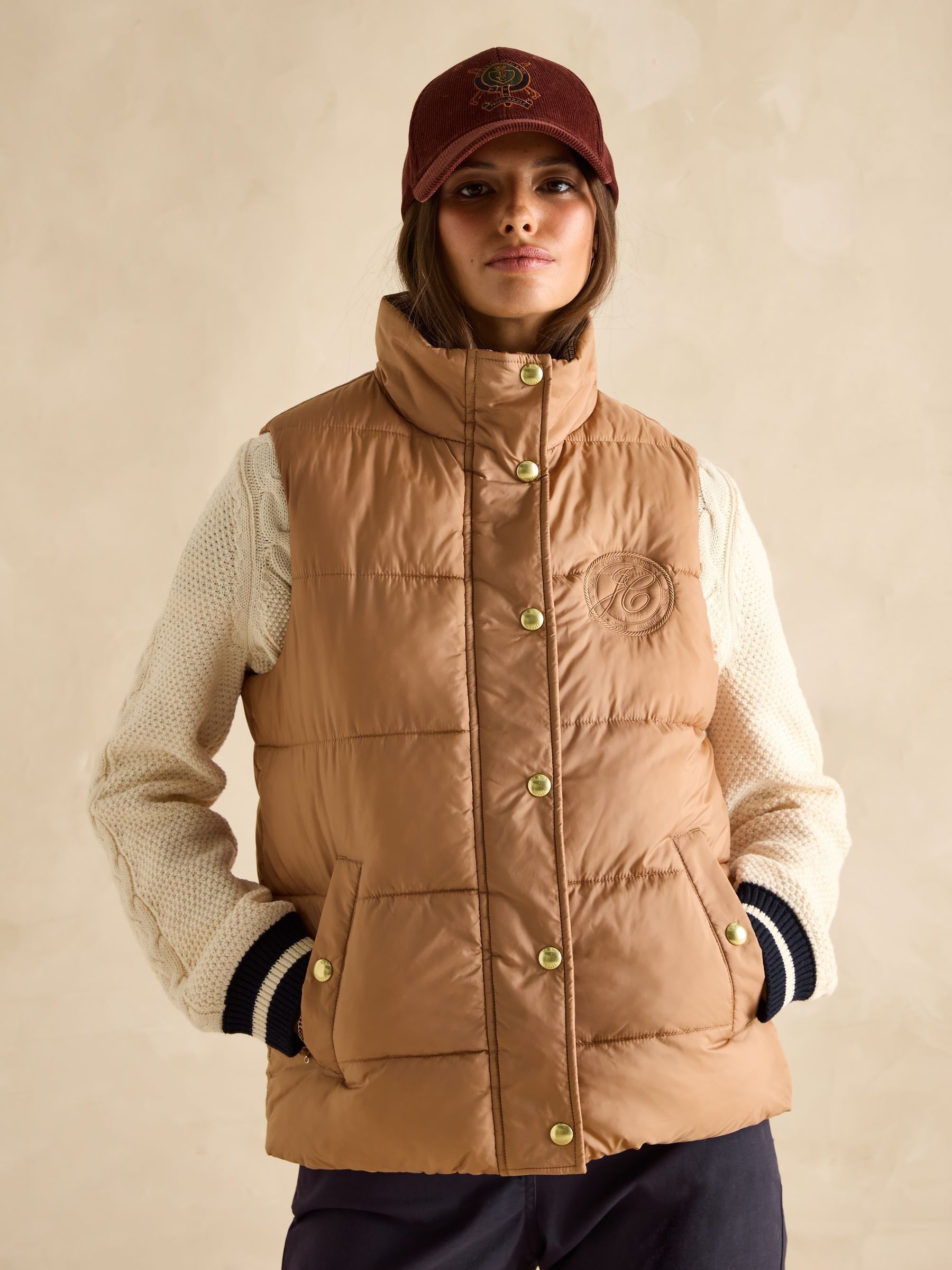Tan Check Reversible Showerproof Gilet - Image 1 of 10