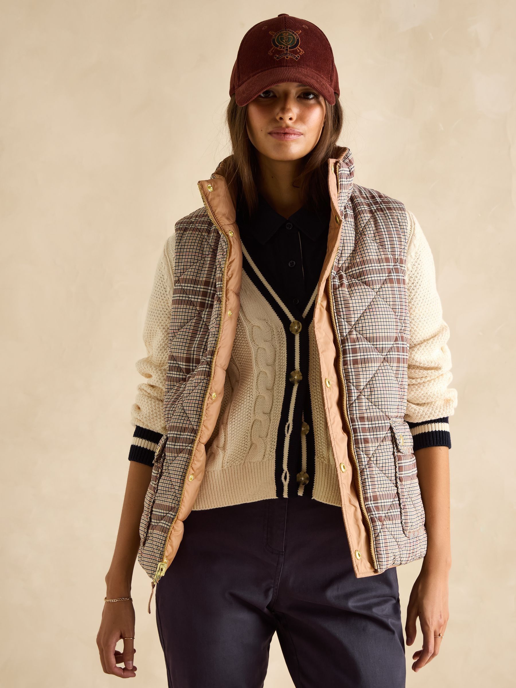 Tan Check Reversible Showerproof Gilet - Image 2 of 10