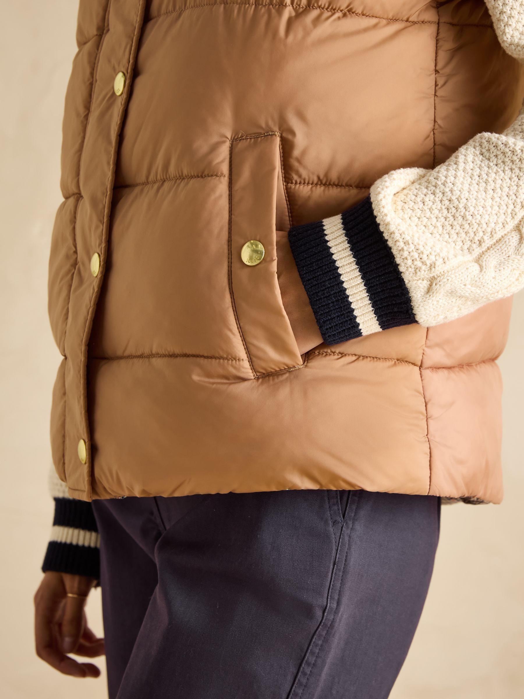 Tan Check Reversible Showerproof Gilet - Image 6 of 10