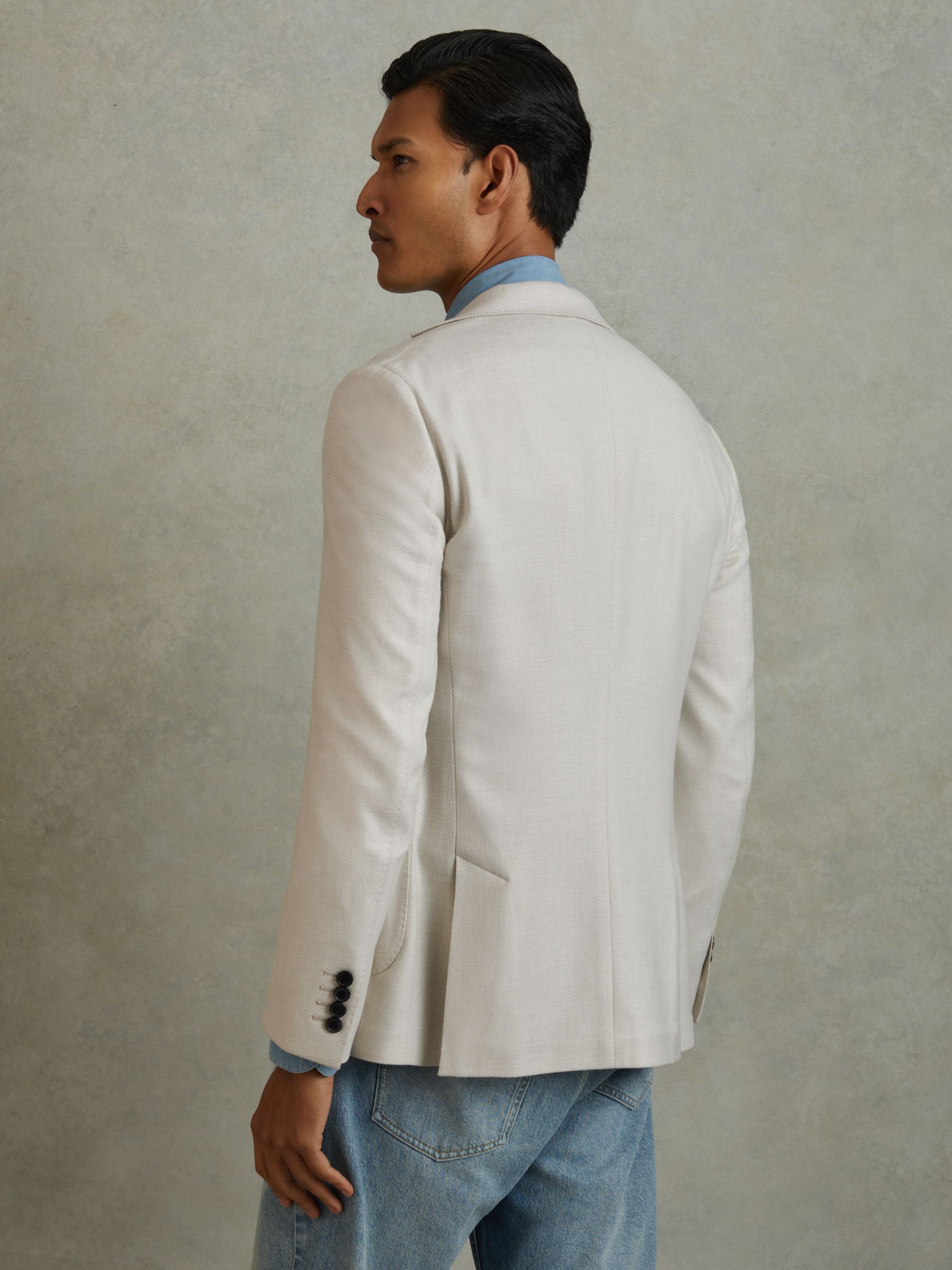 Single Breasted Blazer With Cotton in Stone - Image 4 of 10