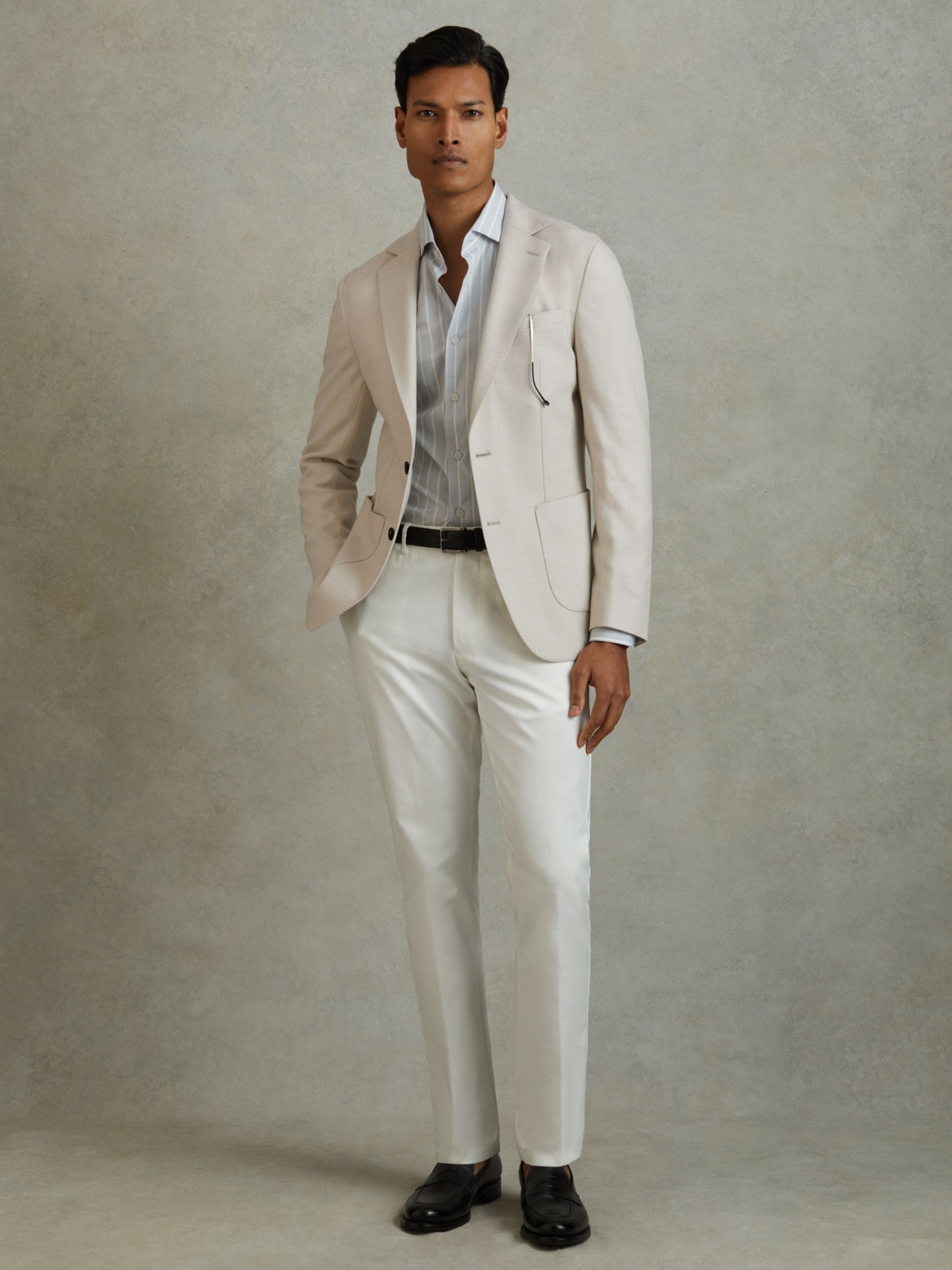 Single Breasted Blazer With Cotton in Stone - Image 7 of 10