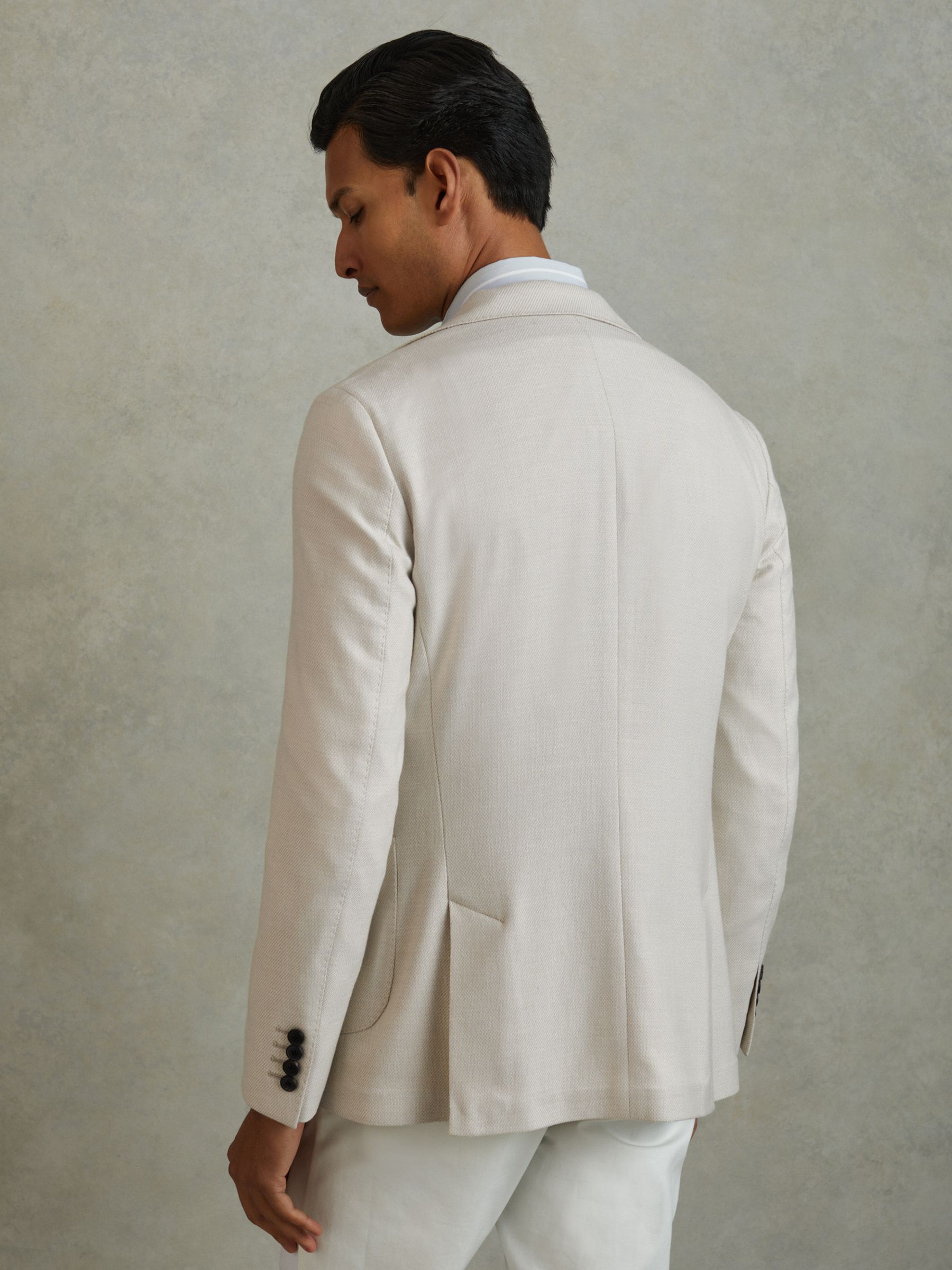 Single Breasted Blazer With Cotton in Stone - Image 8 of 10