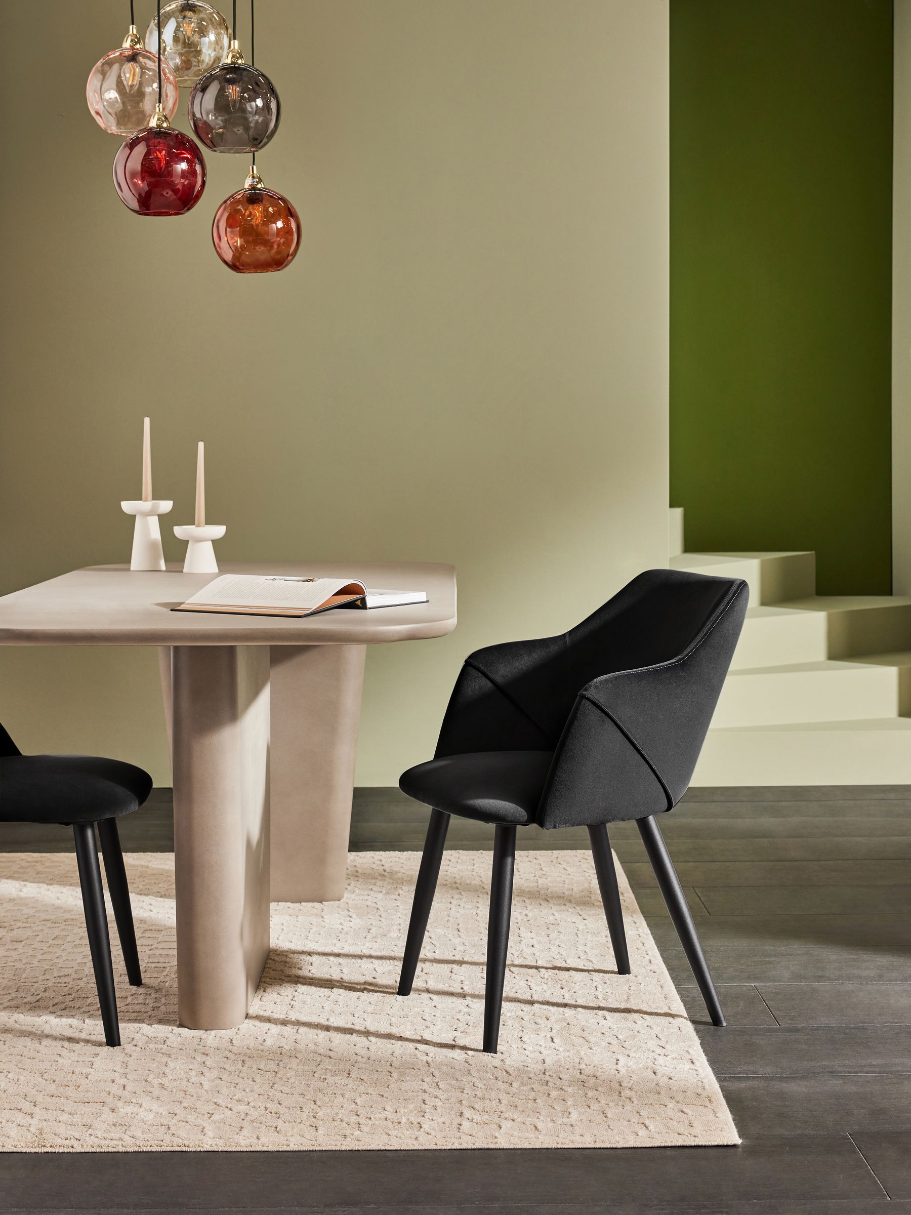 Set of 2 Lule Arm Dining Chairs in Charcoal Black - Image 1 of 3