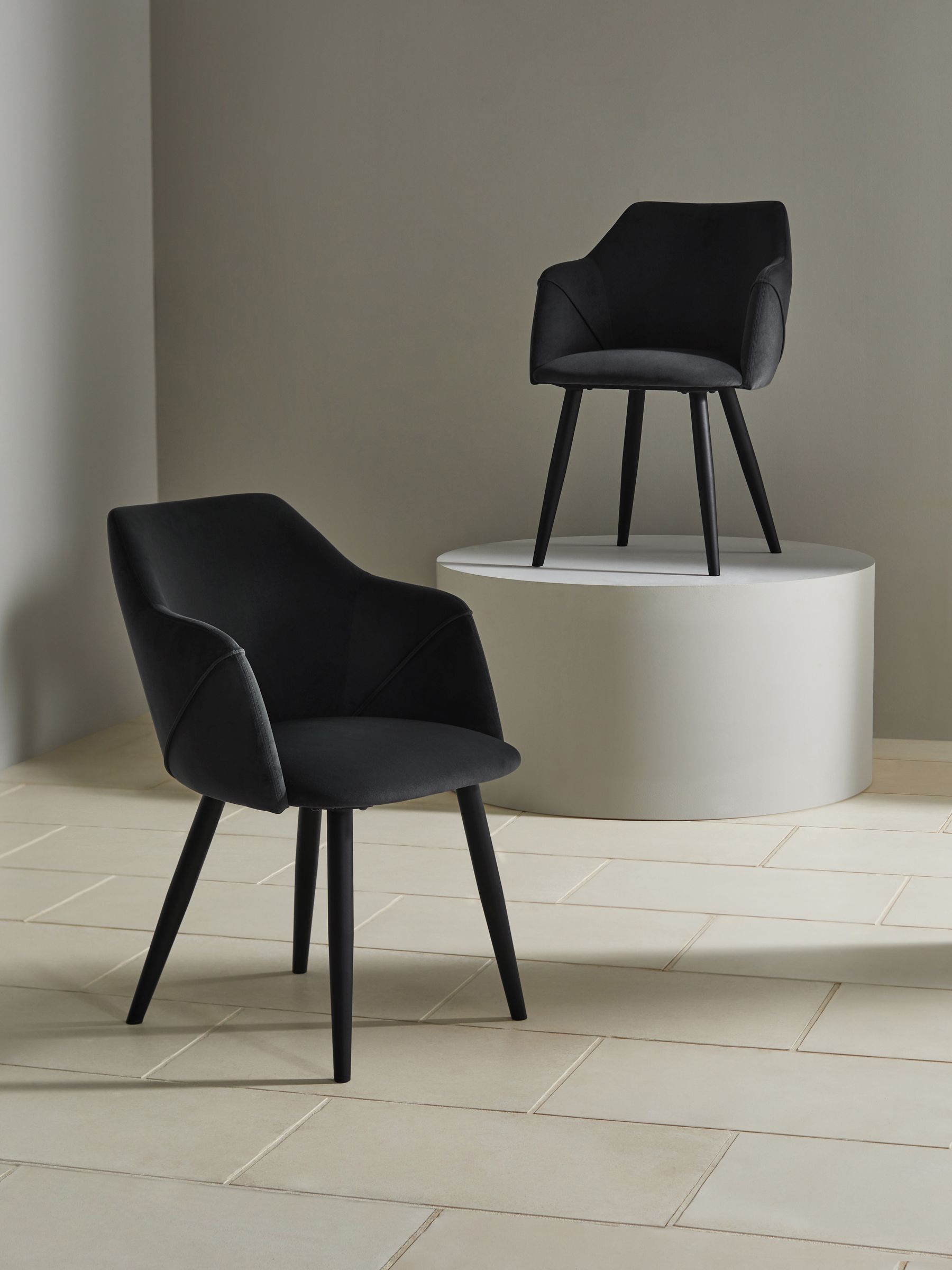 Set of 2 Lule Arm Dining Chairs in Charcoal Black - Image 2 of 3
