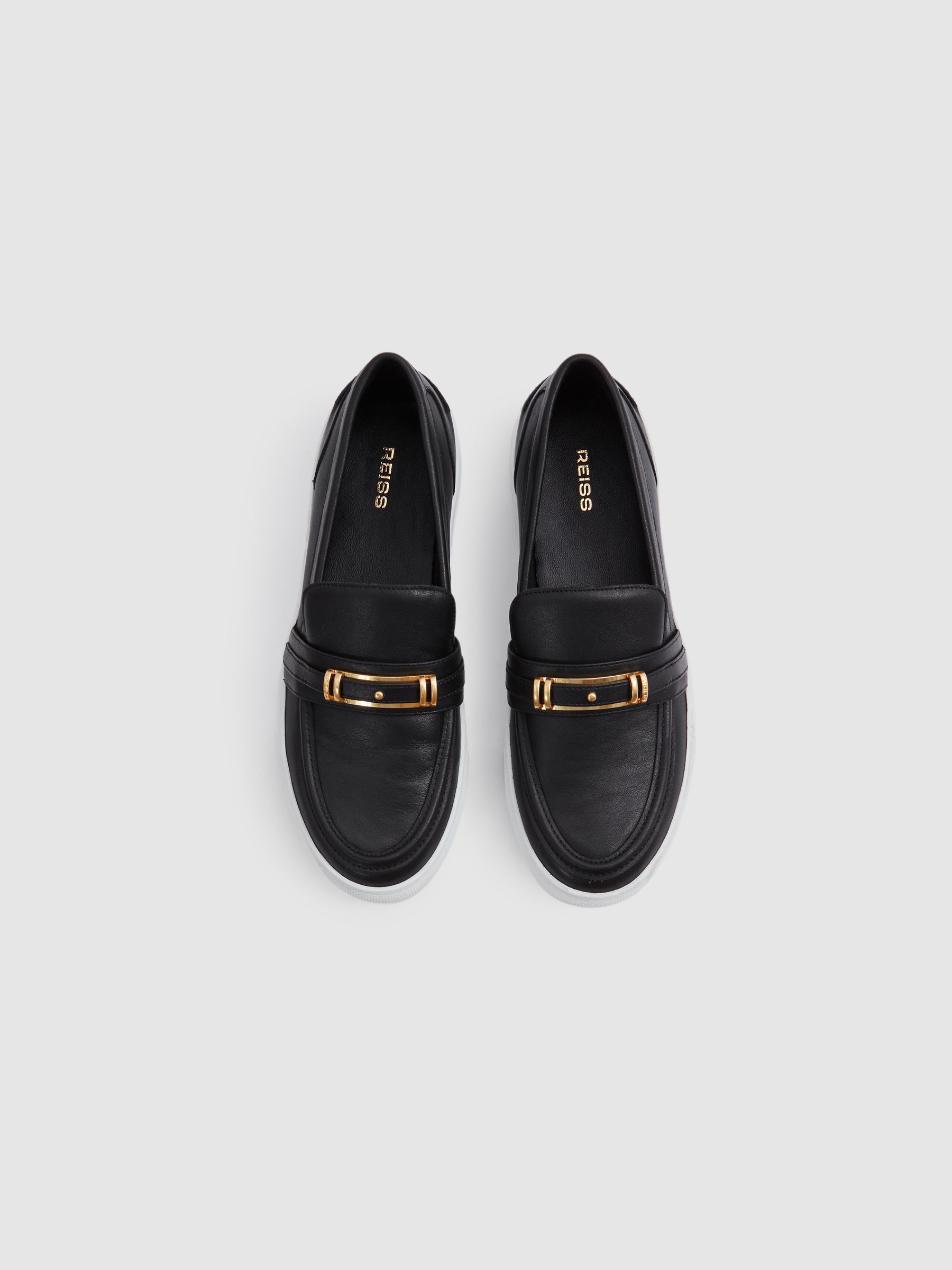 Leather Loafer Trainers in Black - Image 3 of 5