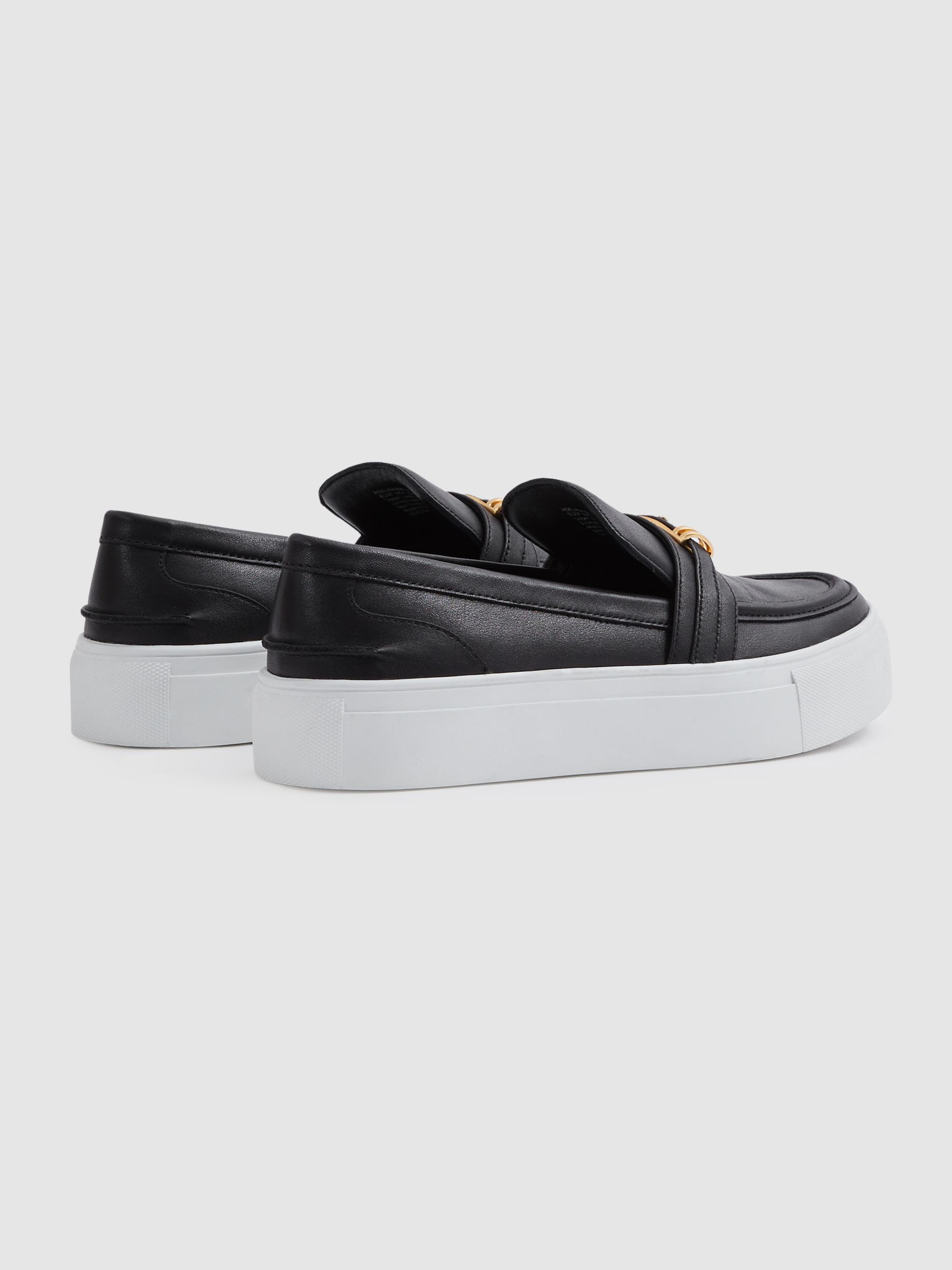Leather Loafer Trainers in Black - Image 4 of 5