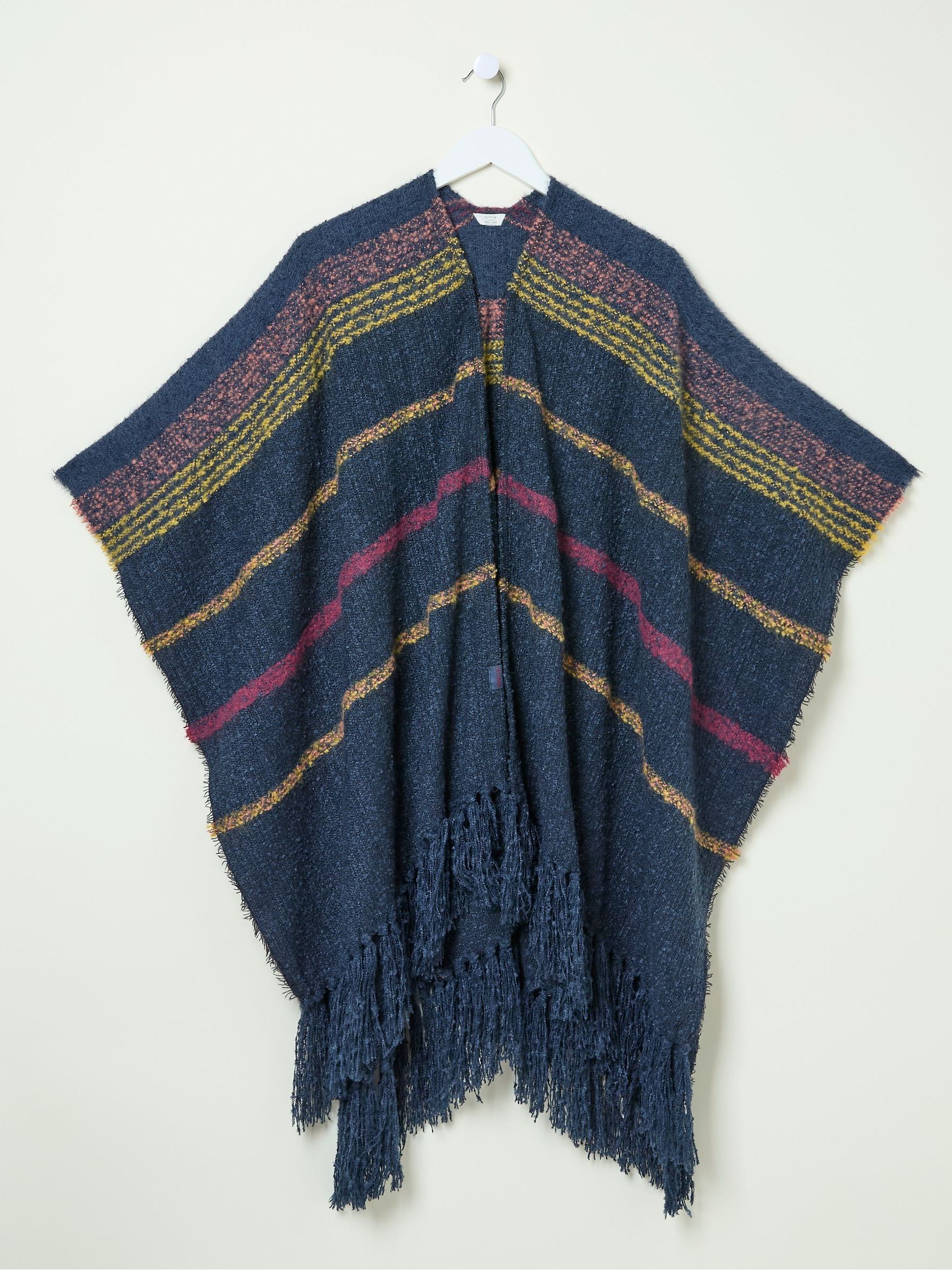 Navy Stripe Boucle Cape Scarf | FatFace USA