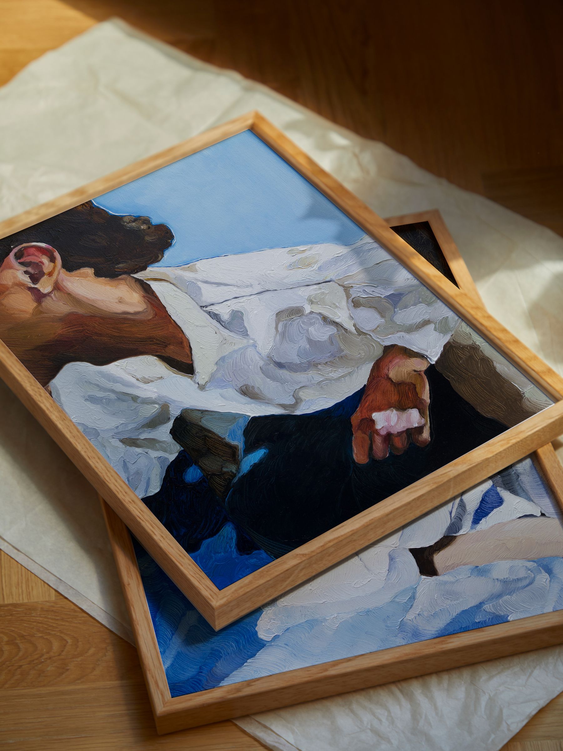 Paper Collective Blue The Man I Met At A Bar Framed Wall Art Print in Natural Oak Frame - Image 2 of 4