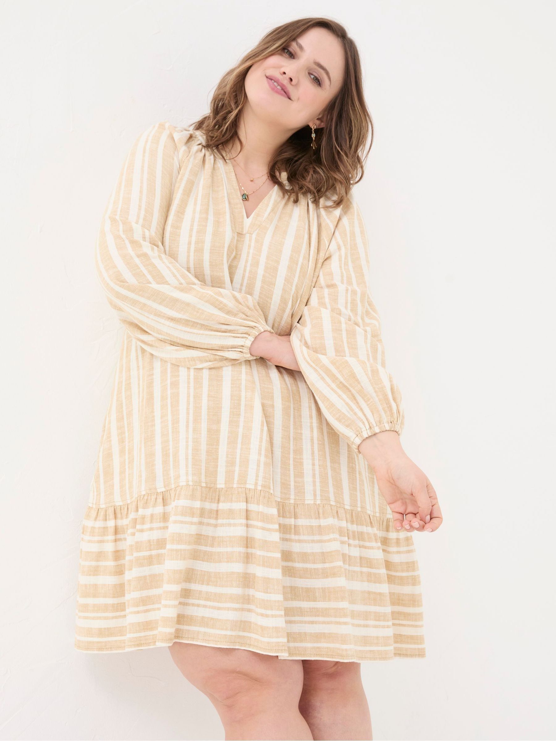 Amy Natural Linen Blend Stripe Dress - Image 4 of 7