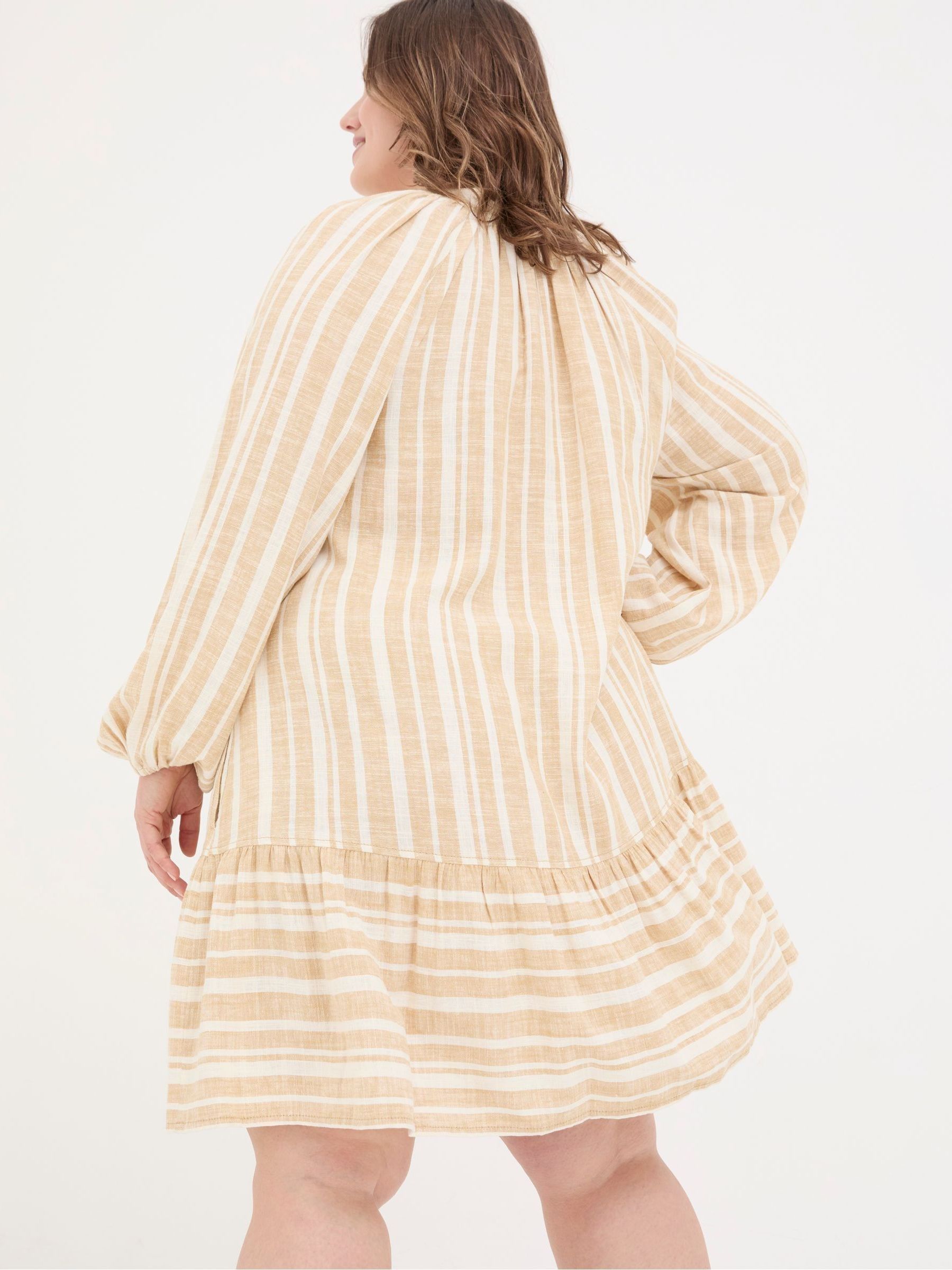 Amy Natural Linen Blend Stripe Dress - Image 5 of 7