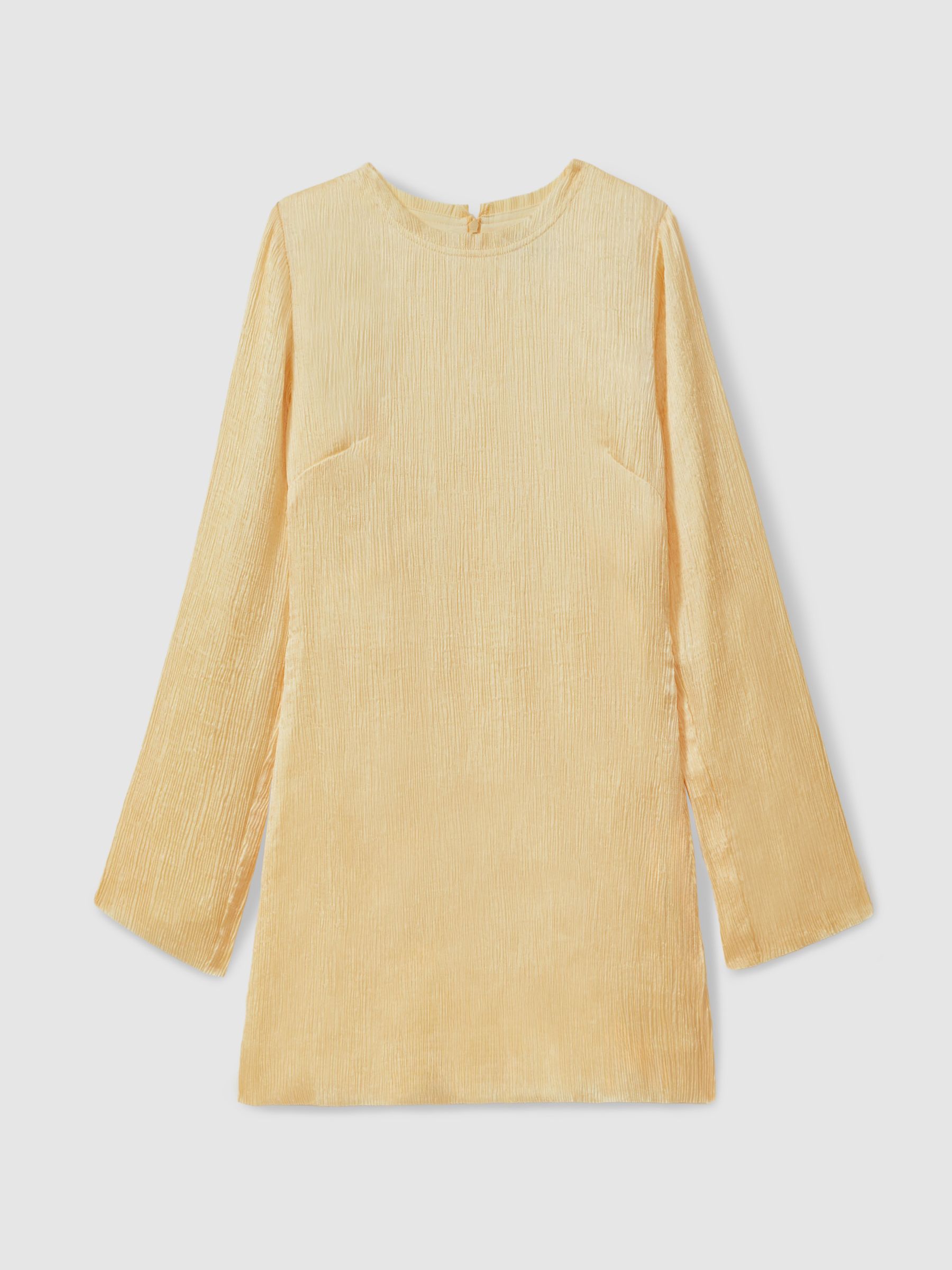 Heather Buttercup Anna Quan Plisse Raw Hem Mini Dress - Image 2 of 5