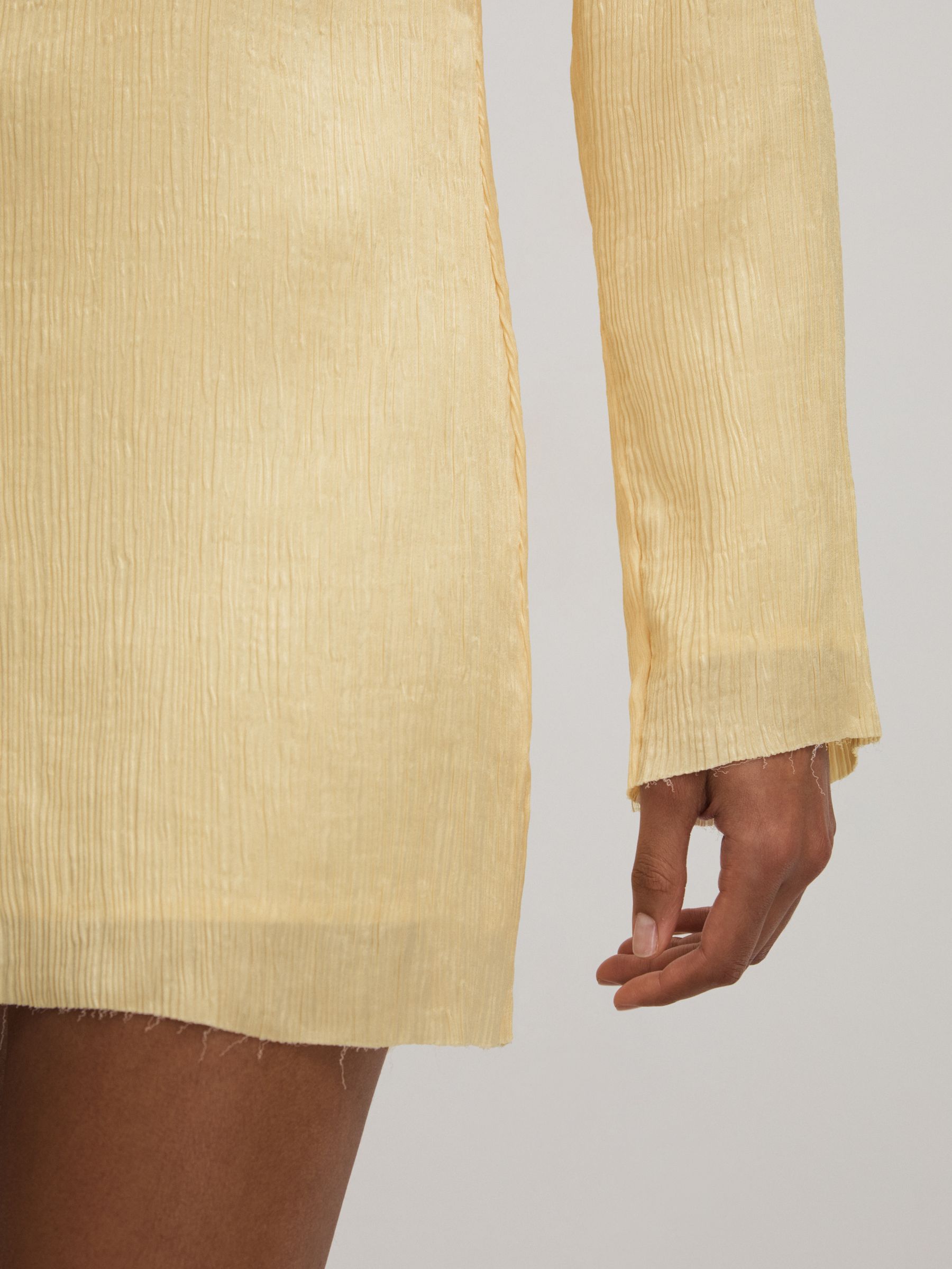 Heather Buttercup Anna Quan Plisse Raw Hem Mini Dress - Image 3 of 5
