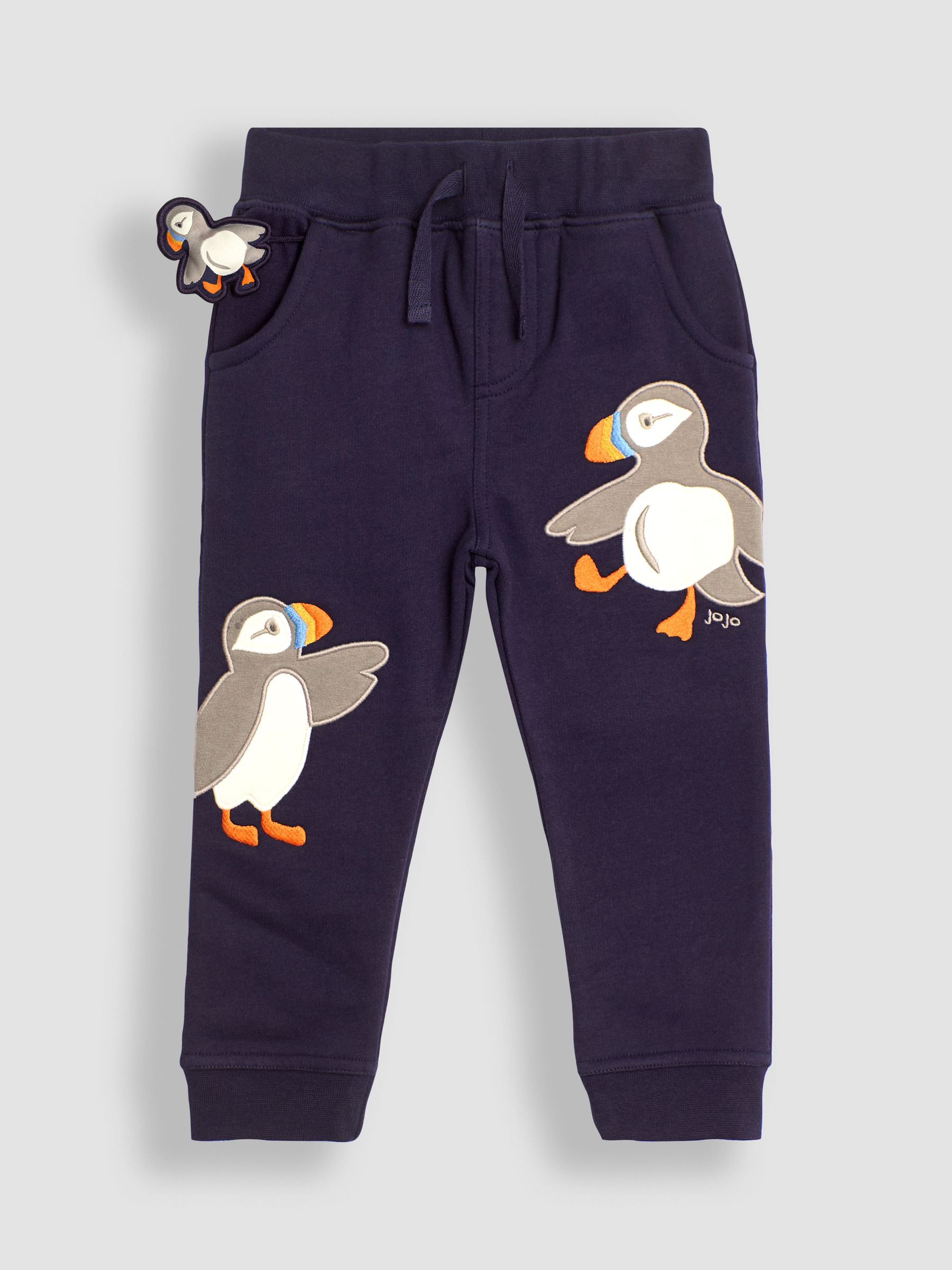 Navy Blue Puffin Appliqué Pet in Pocket Joggers - Image 4 of 4