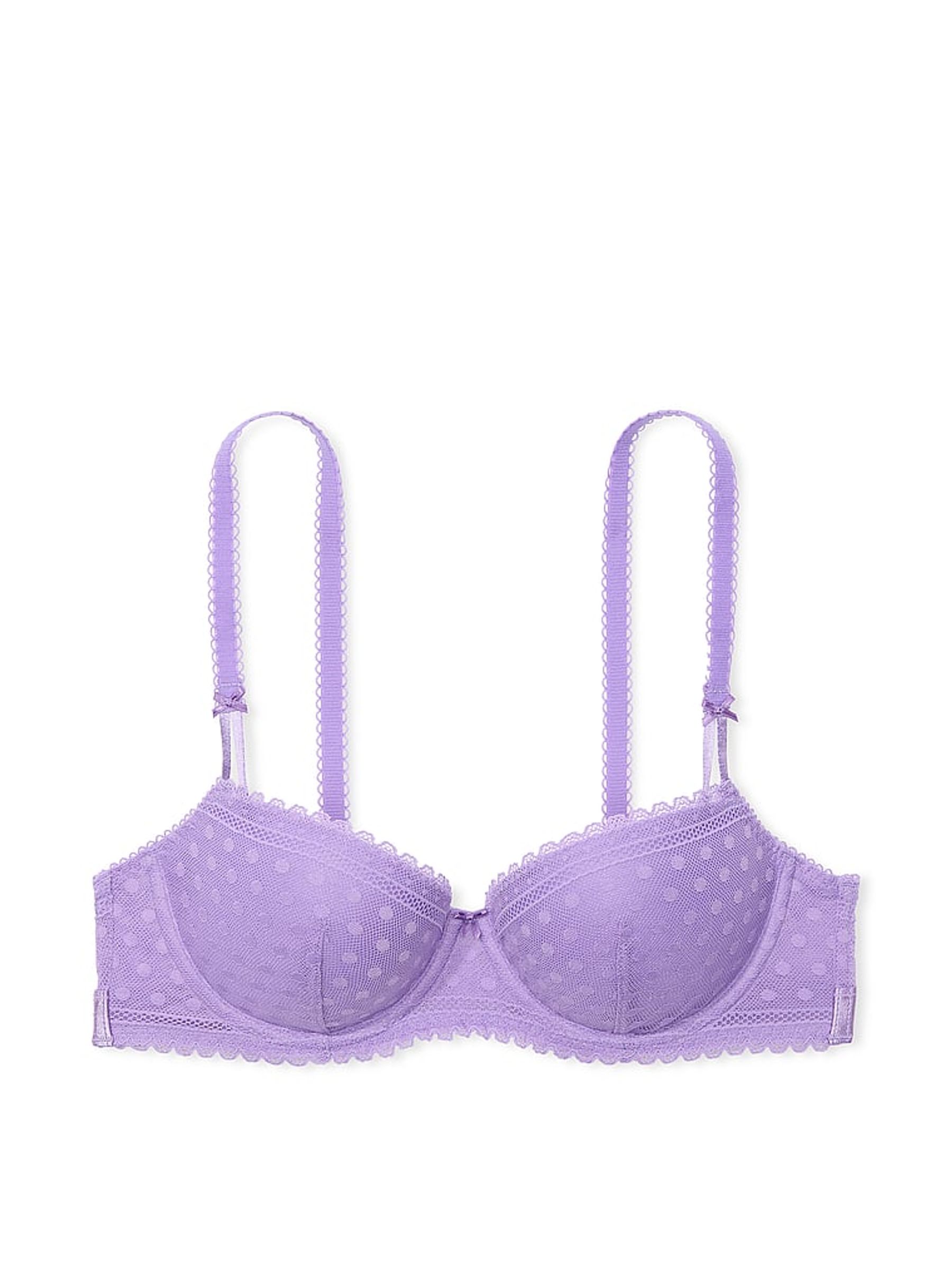 Wysteria Purple Dainty Dot Balcony Lace Bra - Image 3 of 3
