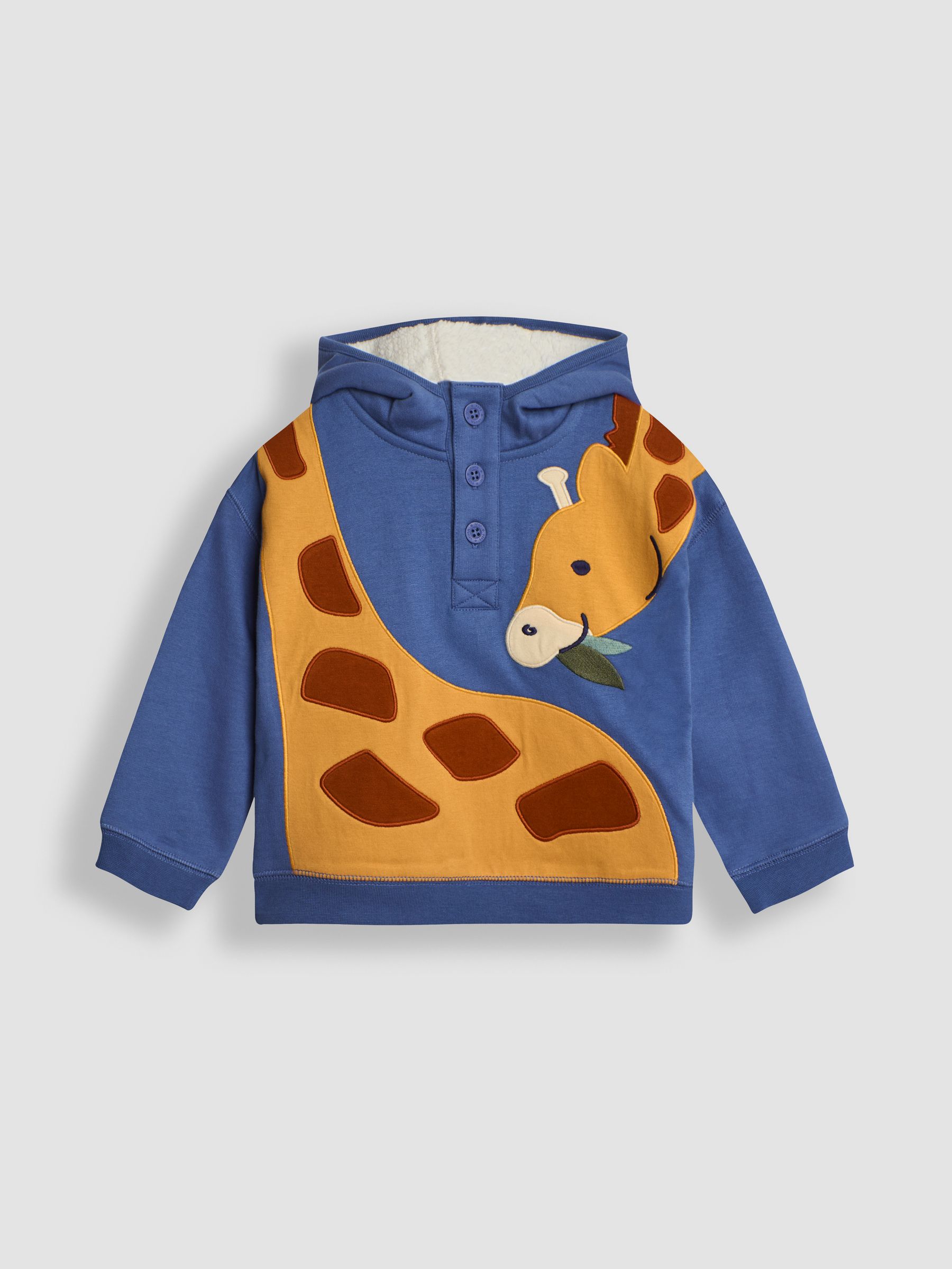 Blue Giraffe Giraffe Appliqué Cosy Hooded Sweatshirt - Image 1 of 3
