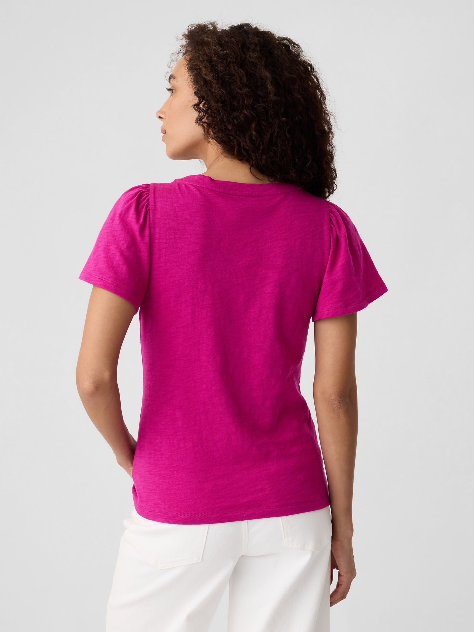 Pink Cotton Flutter Short Sleeve T-Shirt - Image 2 of 5 Pink Cotton Flutter Short Sleeve T-Shirt - Image 2 of 5