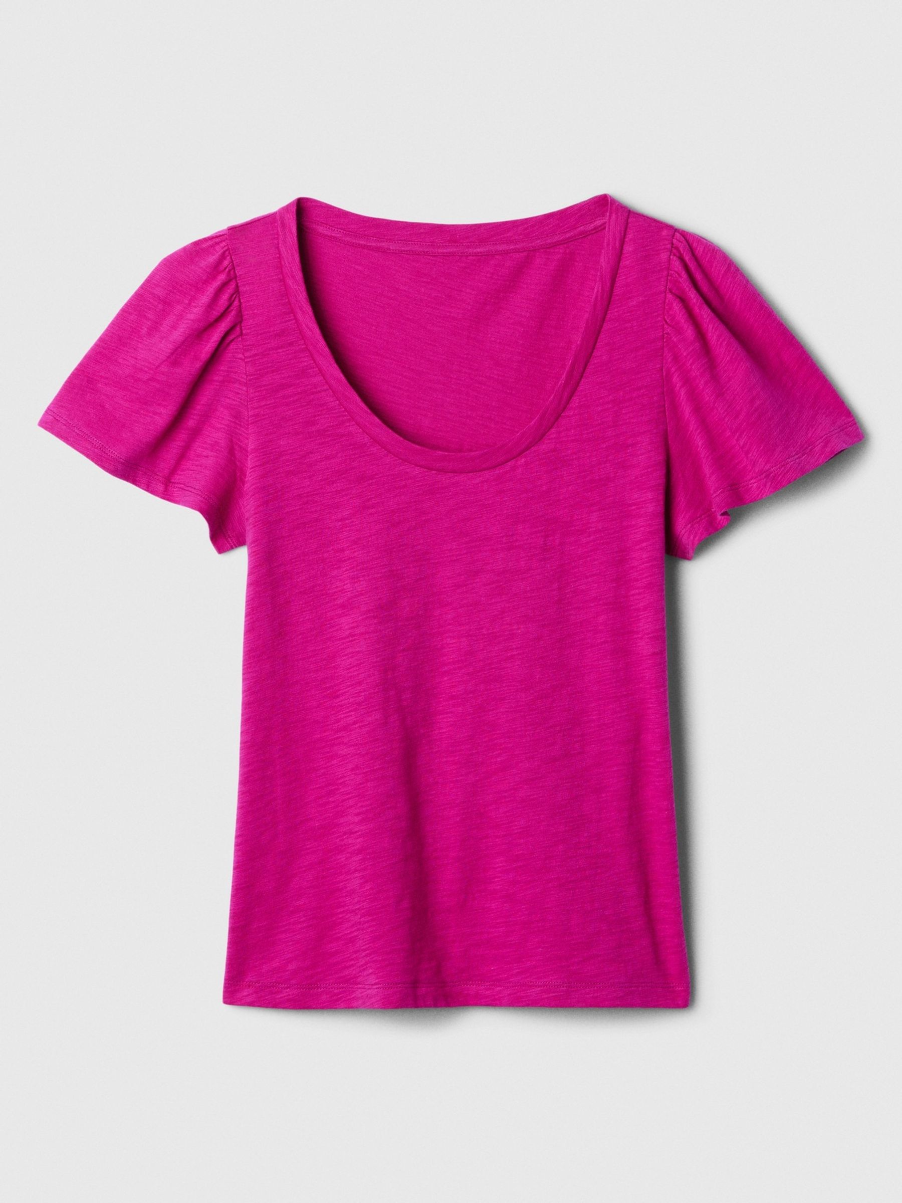 Pink Cotton Flutter Short Sleeve T-Shirt - Image 5 of 5 Pink Cotton Flutter Short Sleeve T-Shirt - Image 5 of 5