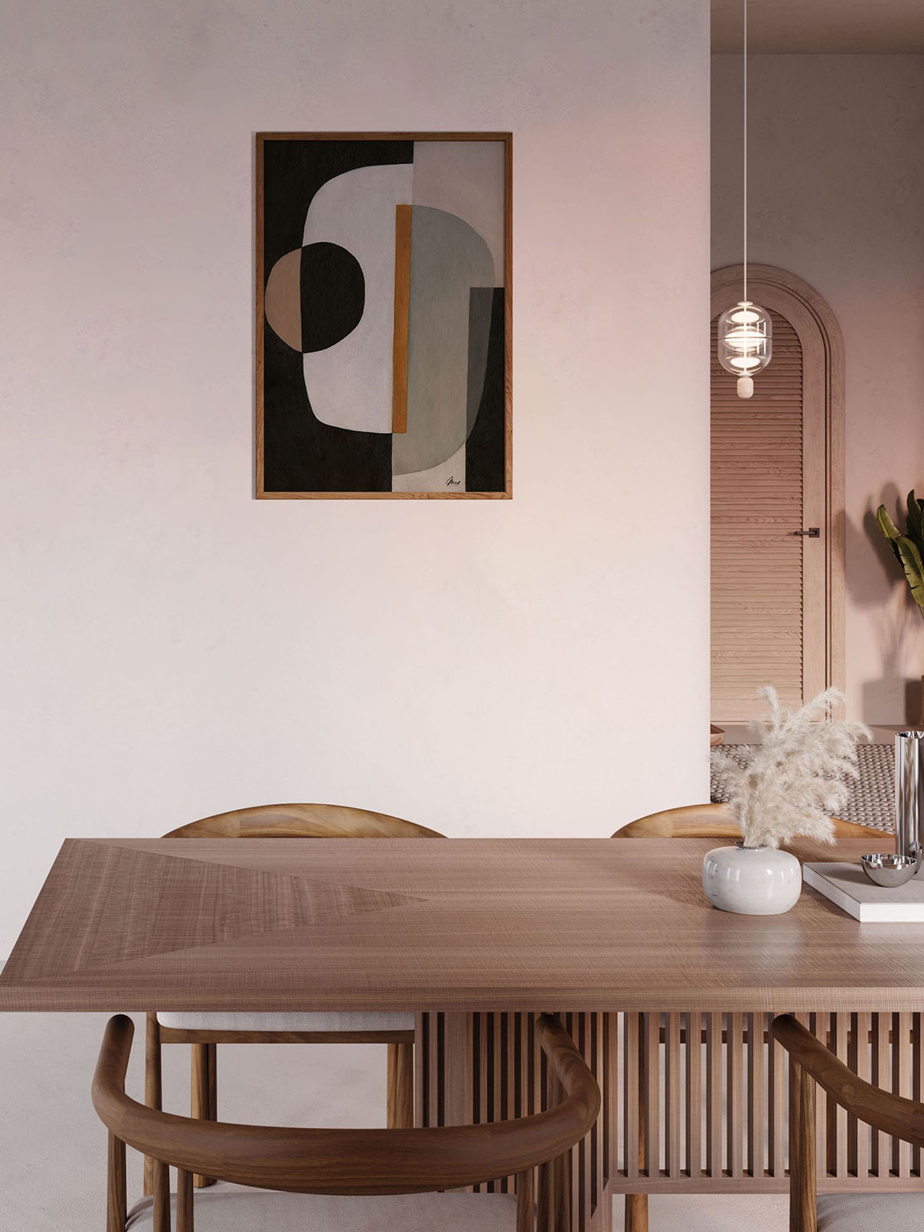 Paper Collective Grey The Voice Within 01 Framed Wall Art Print in Natural Oak Frame - Image 1 of 4