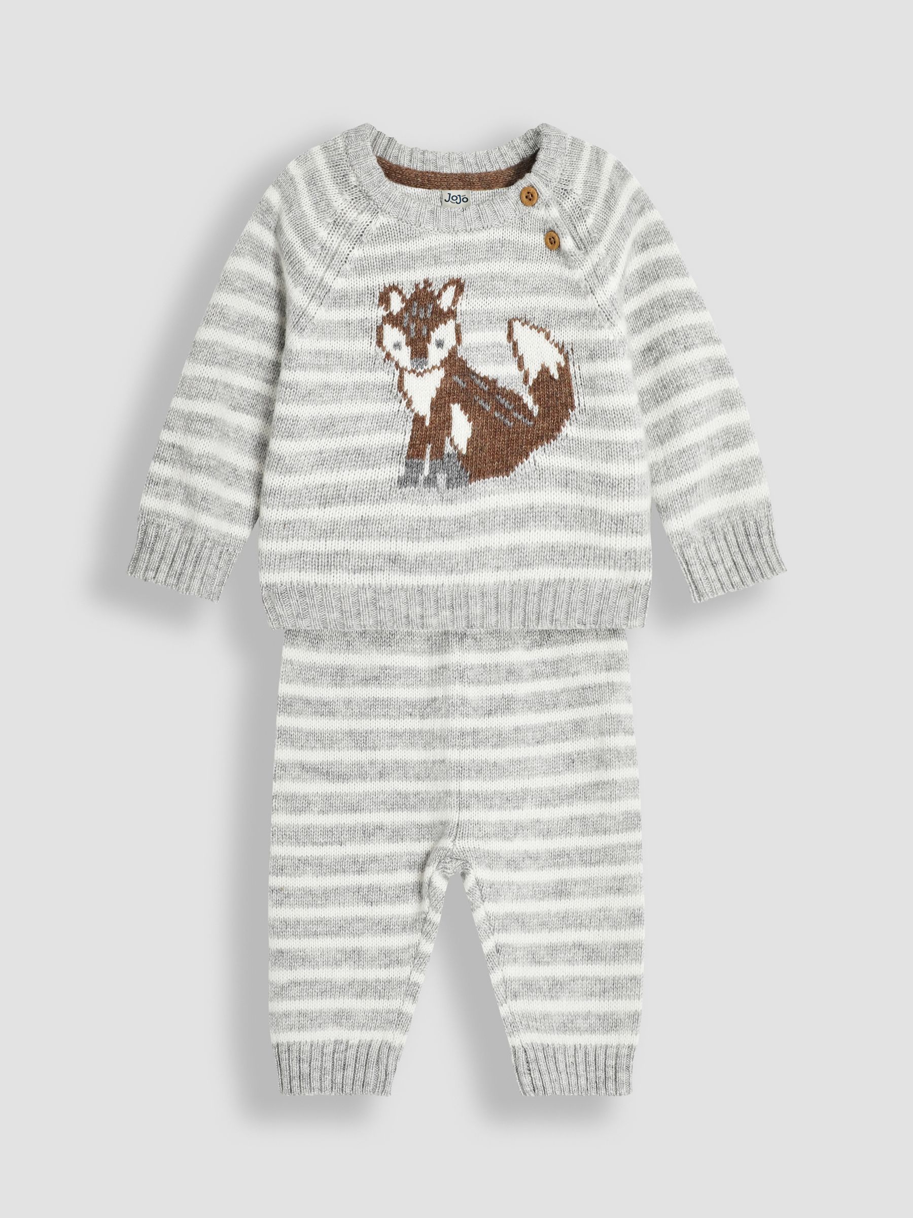 Marl Grey Knitted Fox Jumper & Leggings Set - Image 1 of 5