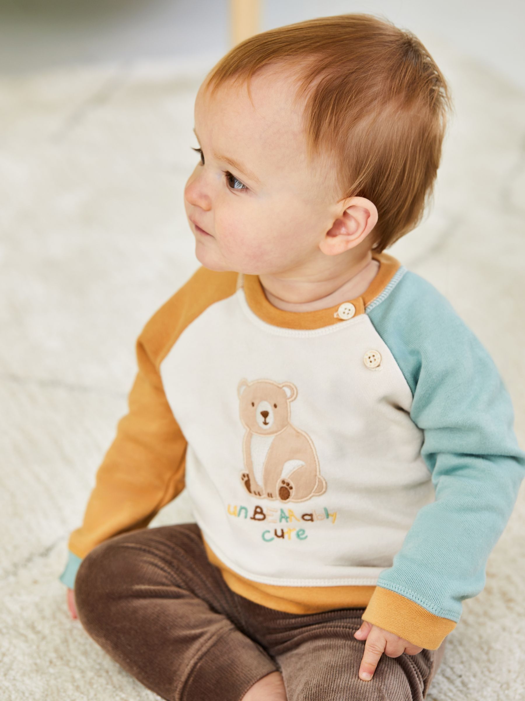 Ecru Bear Sweatshirt & Cosy Trouser Baby Set - Image 7 of 10