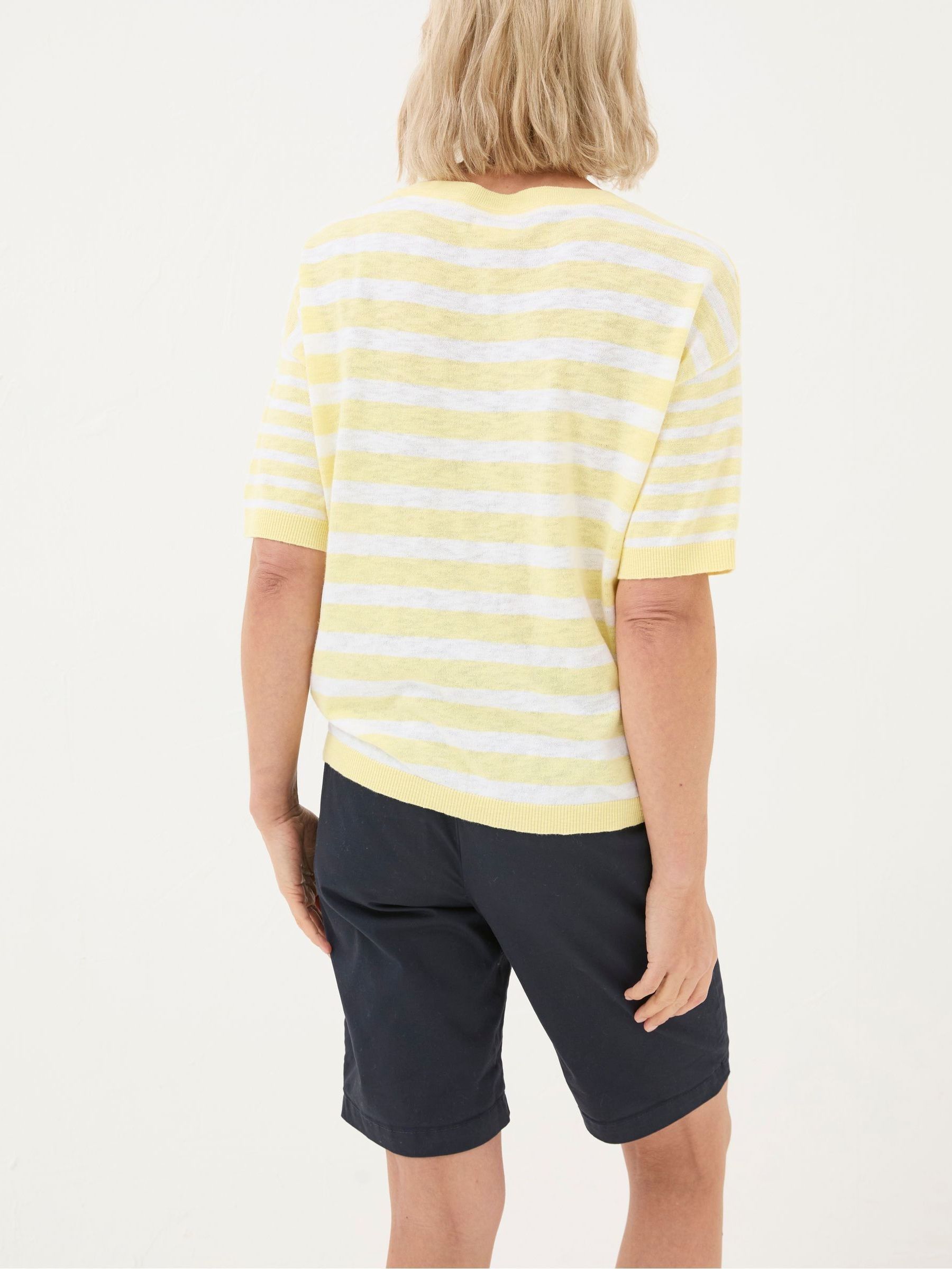 Yellow Sorbet Linen Stripe Knit T-Shirt - Image 2 of 5