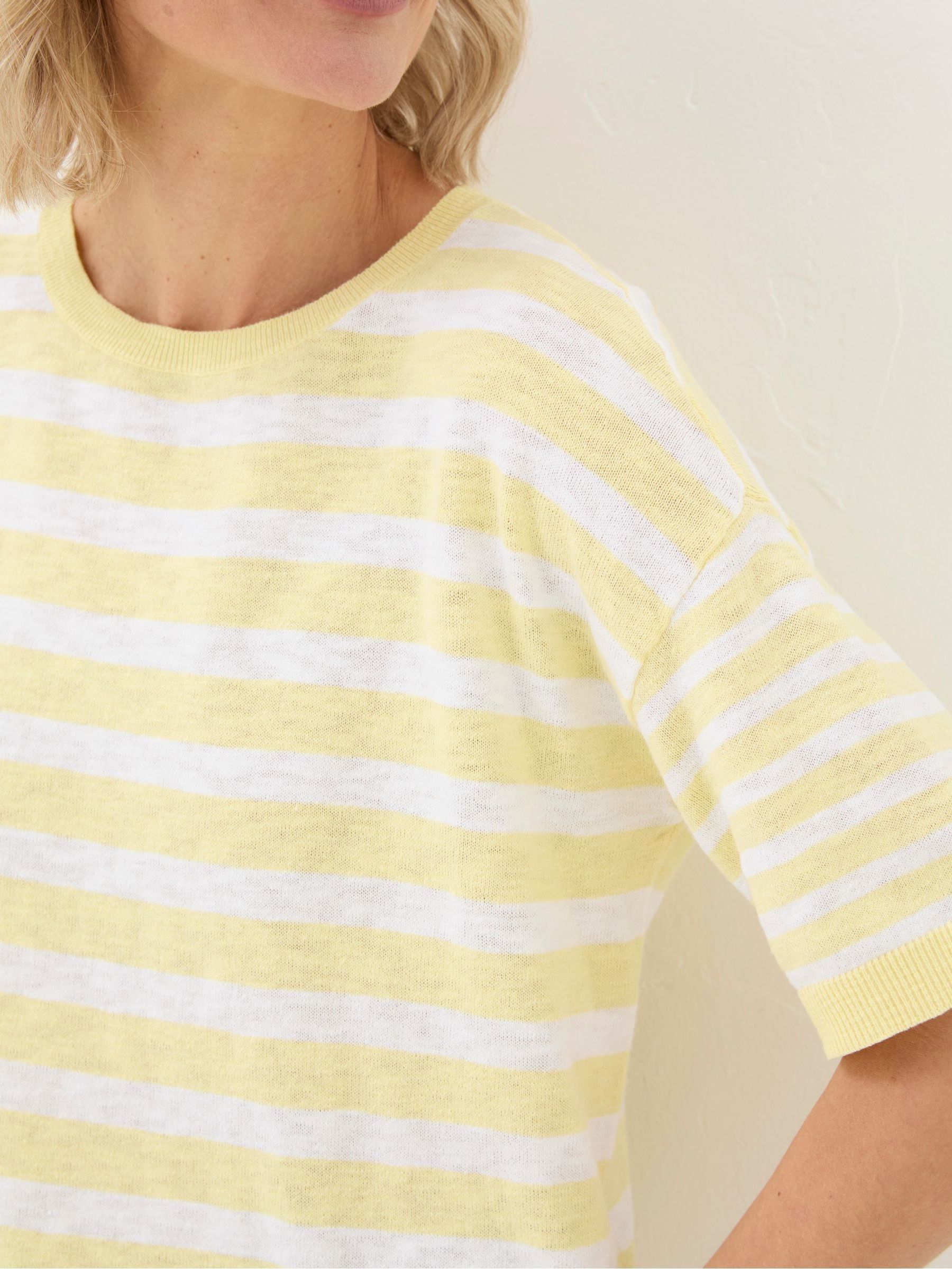 Yellow Sorbet Linen Stripe Knit T-Shirt - Image 4 of 5
