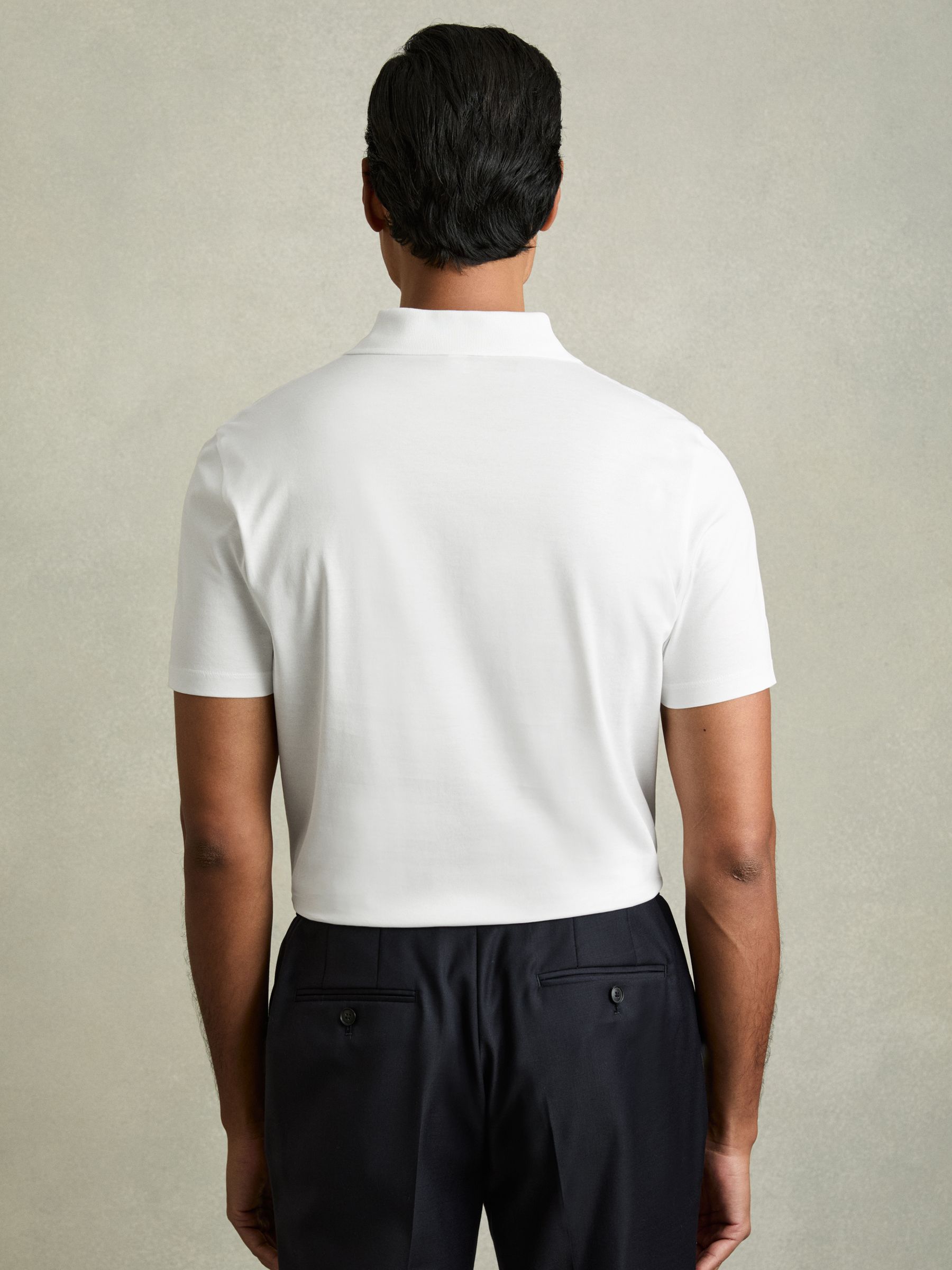 Mercerised Cotton Polo Shirt in White - Image 5 of 7