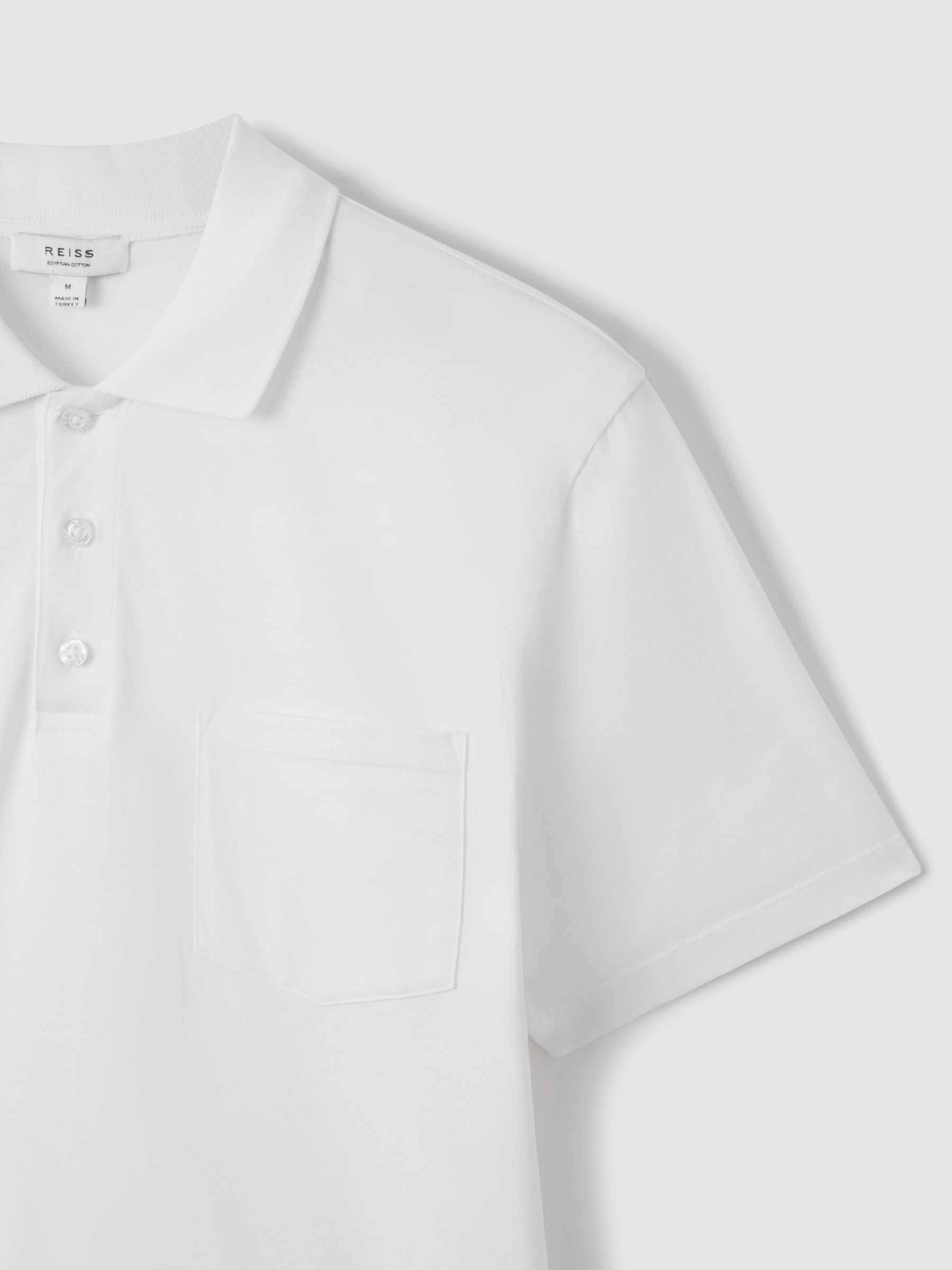 Mercerised Cotton Polo Shirt in White - Image 6 of 7