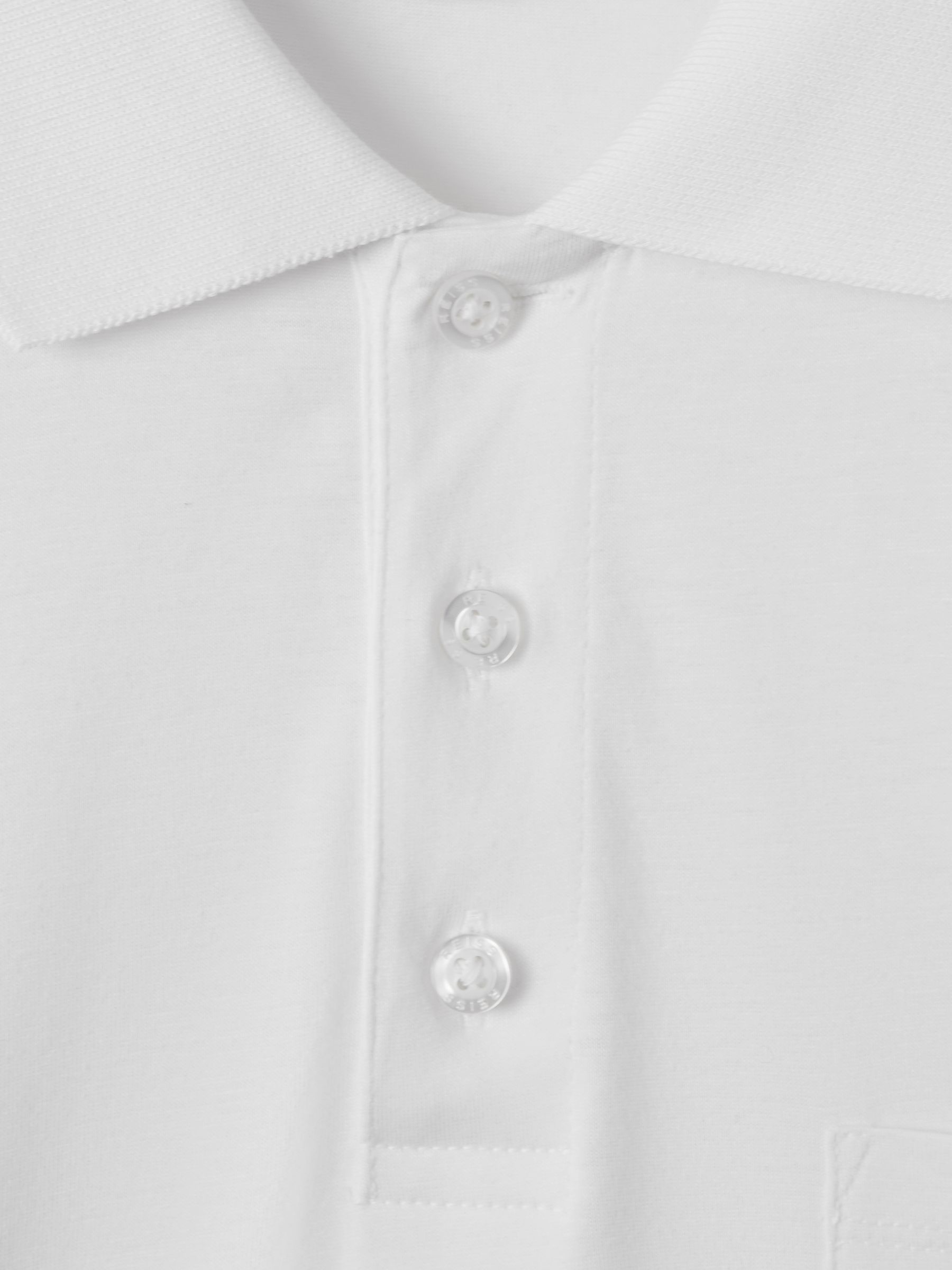Mercerised Cotton Polo Shirt in White - Image 7 of 7