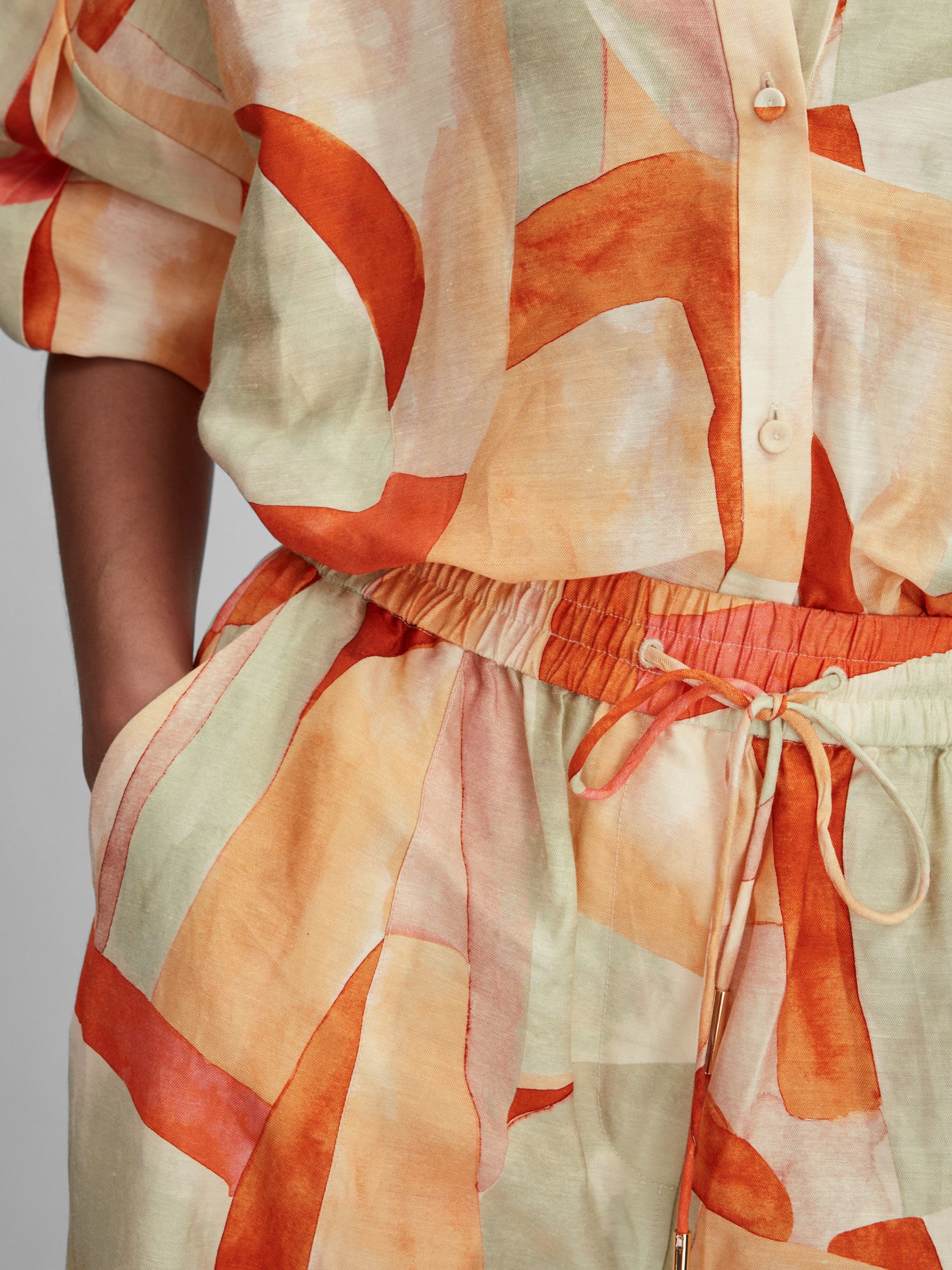 Acler Geometric Print Wide Leg Trousers in Orange Multi - Image 4 of 6